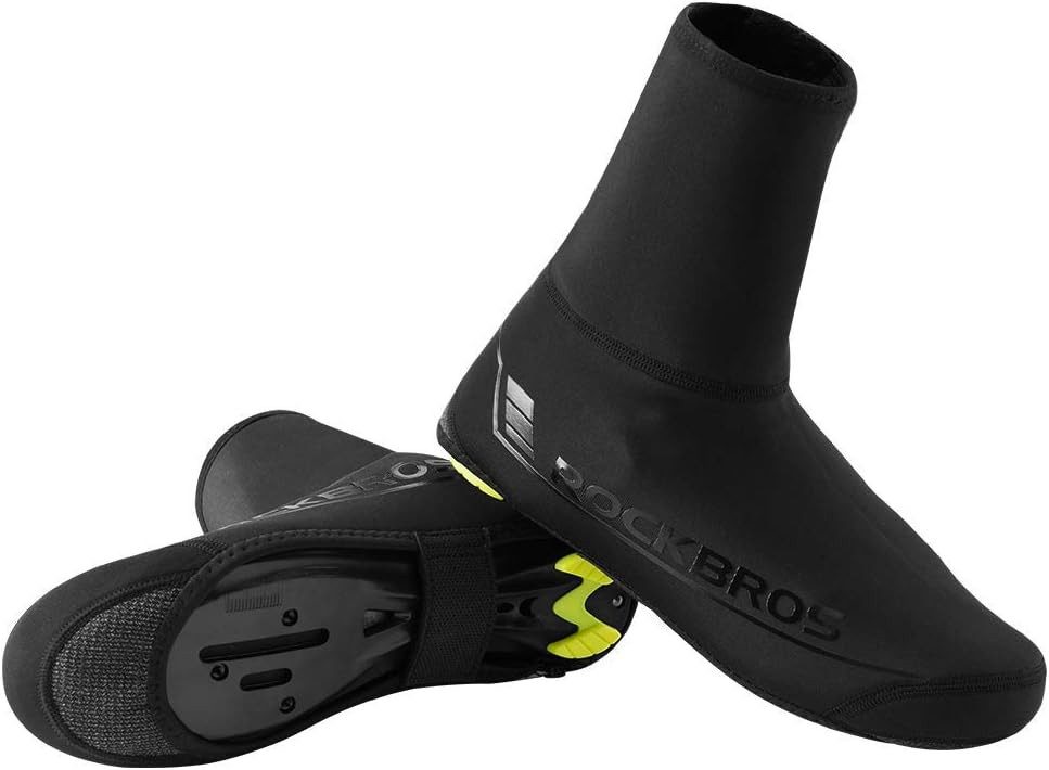ROCKBROS Fahrrad-Überschuh wasserdicht & winddicht (Schuhabdeckung verdickt, Überschuhe Fahrrad Shoecover Überzieher für Radsport Rennrad MTB Abdeckung Windfest Damen Herren Unisex Schwarz (M für 38-42/ L für 42-46)