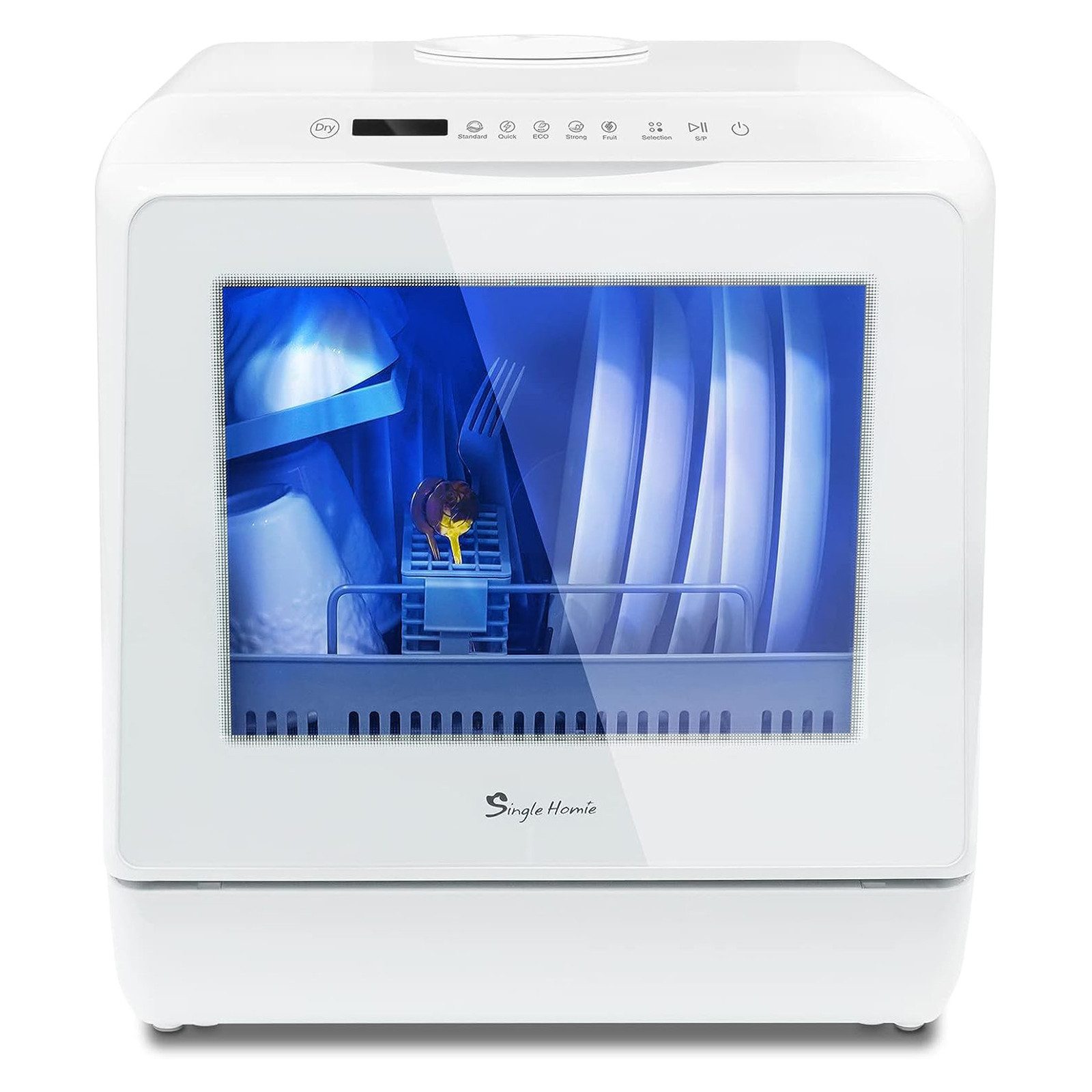 OKWISH Tischgeschirrspüler Mini Geschirrspüler Spülmaschine Tischspülmaschine Tragbar DW-Q01, 5 Maßgedecke, 6 Programme Auto-Trocknung mit oder ohne Wassertank (5 Liter) nutzbar