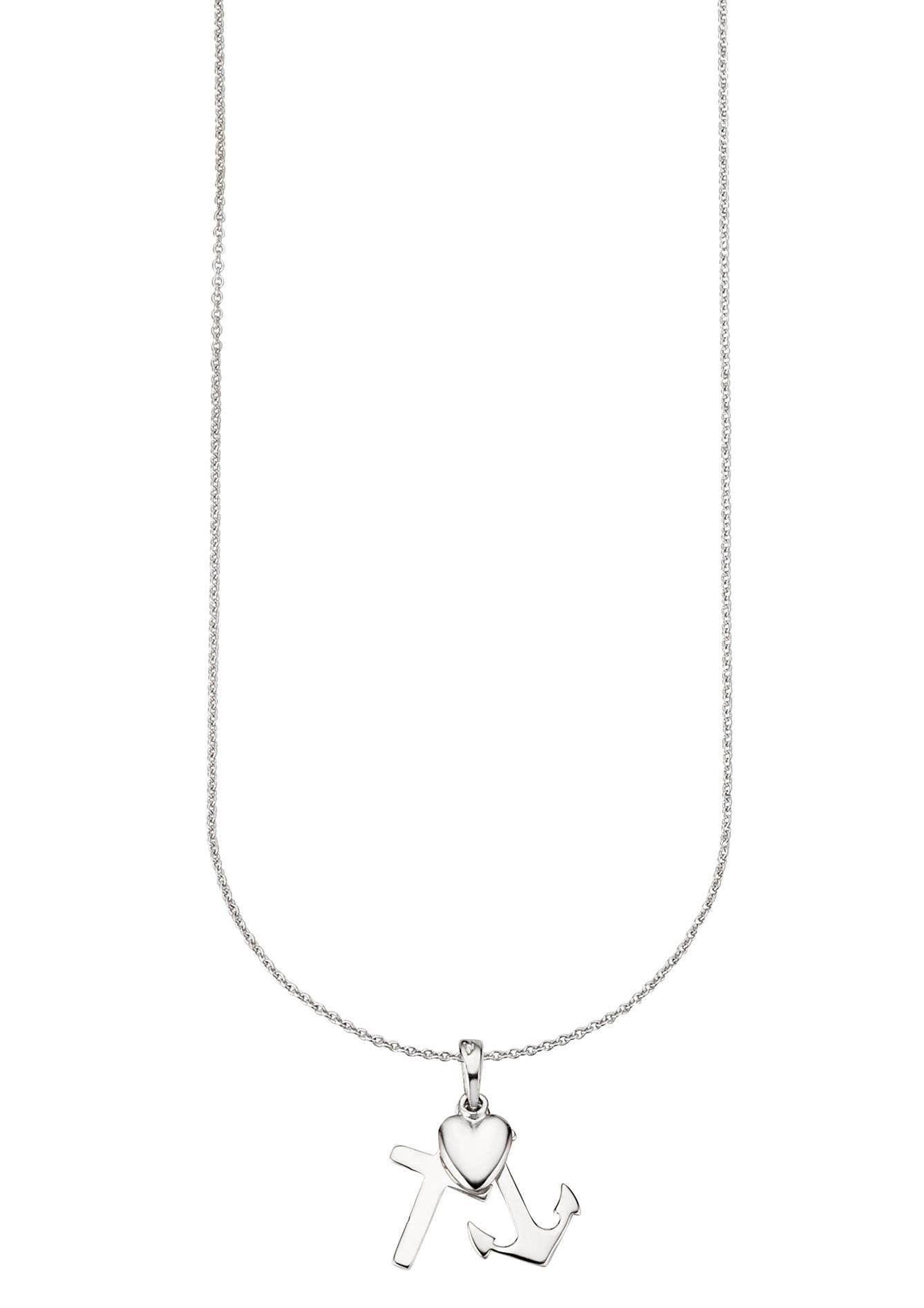 Bruno Banani Kette mit Anhänger Schmuck Geschenk Silber 925 Halsschmuck Halskette Ankerkette Glaube