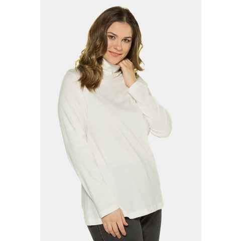 Ulla Popken Rundhalsshirt Shirt Rollkragen Slim Langarm