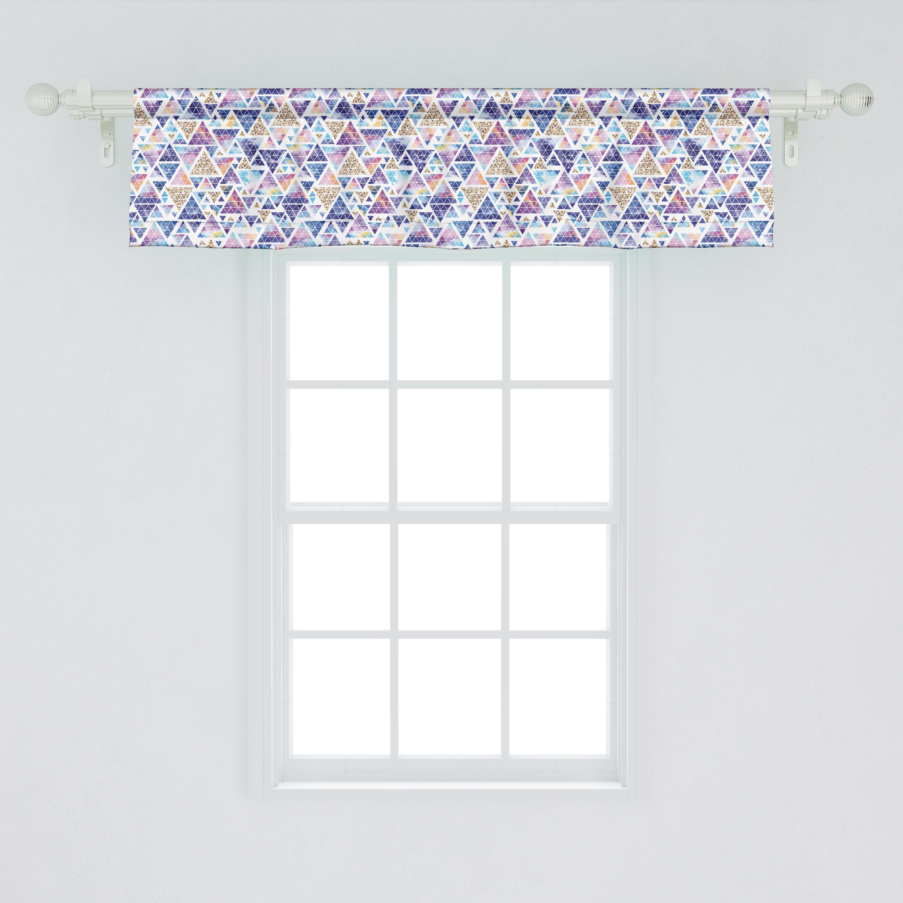 Scheibengardine Vorhang Volant für Schlafzimmer Geometrisch Küche Abakuhaus, Raum-Kunst Stangentasche, mit Dreieckförmigen Microfaser, Dekor
