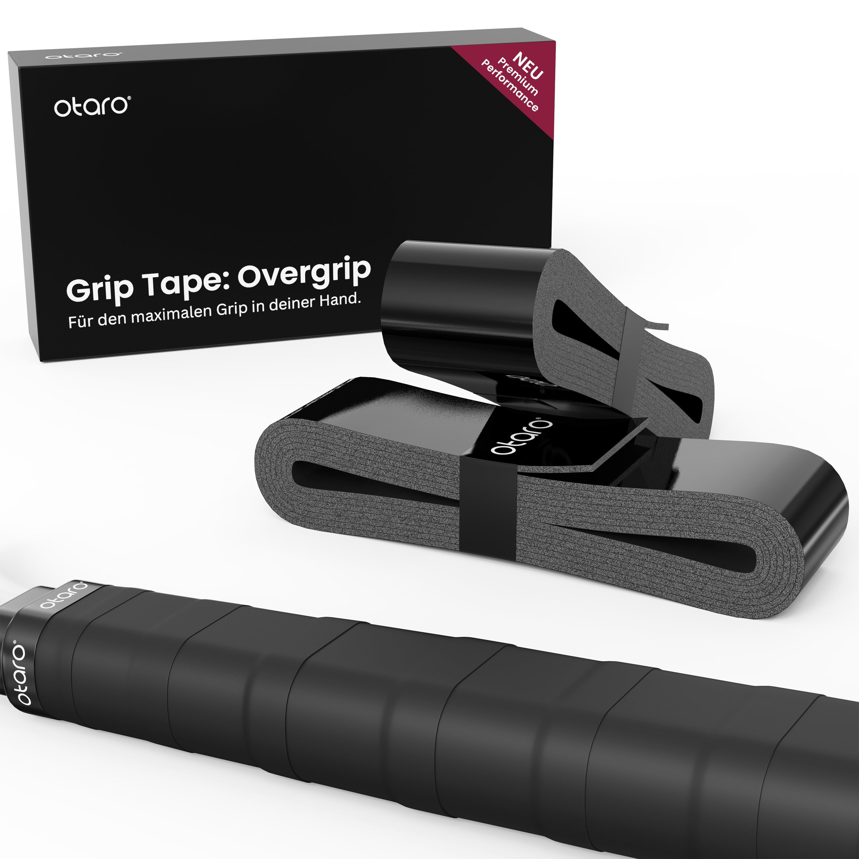 Otaro Tennisschläger Griffband Overgrip Griptape super Halt auch für schwitzige Hände, (2-tlg., Für maximalen Grip beim Spiel, Auch bei langen und intensiven Matches, Ideal auch für schwitzige Hände, 100% Plastikfrei verpackt), Sehr fester Halt in der Hand auch für schwitzige Hände
