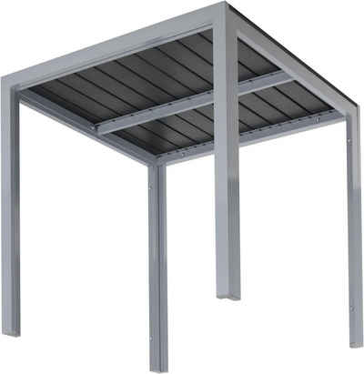 TLGREEN Gartentisch 75x75x72cm Aluminiumrahmen Quadratisch, Esstisch für Balkone Terrassen (Satz, 1 Tisch), Die Tischplatte besteht aus wasserfestem Kunststoffholz
