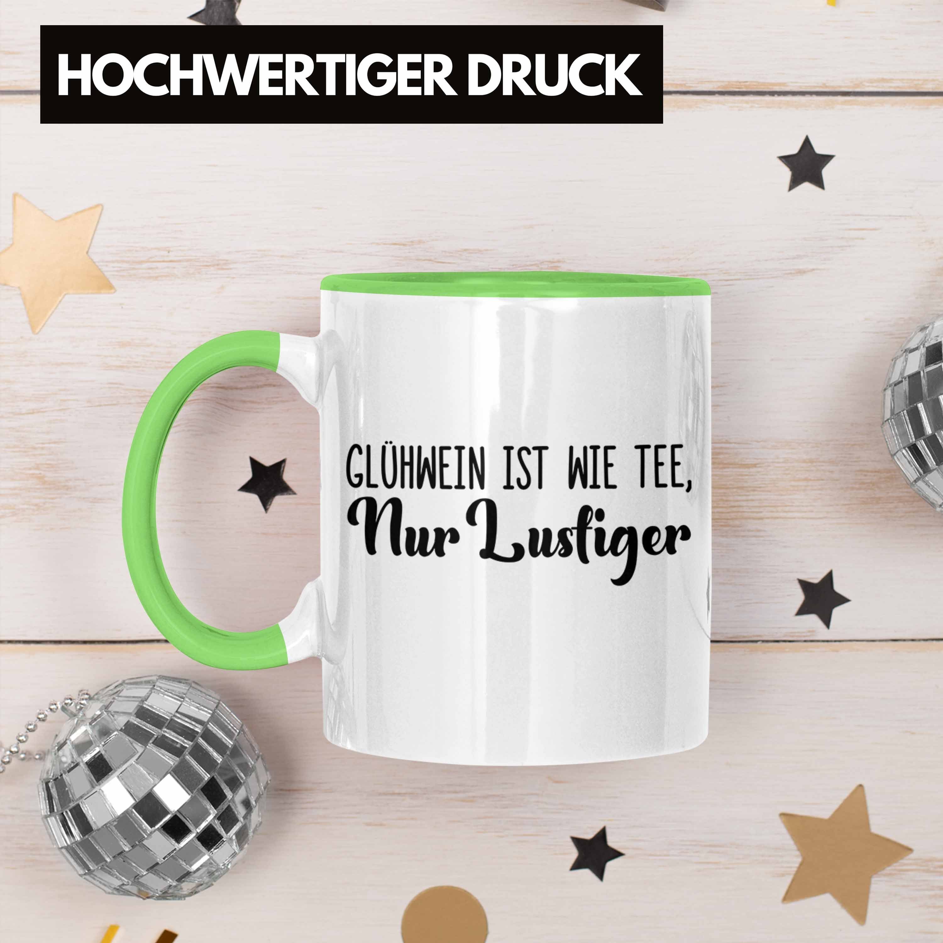 Geschenk - Lustig Weihnachtsmarkt Grün Tasse Glühweinbecher Tee Doppelwandig - Glühweintassen Trendation Spruch Becher Trendation mit Gläser Tassen Tasse Henkel Glühwein Wie