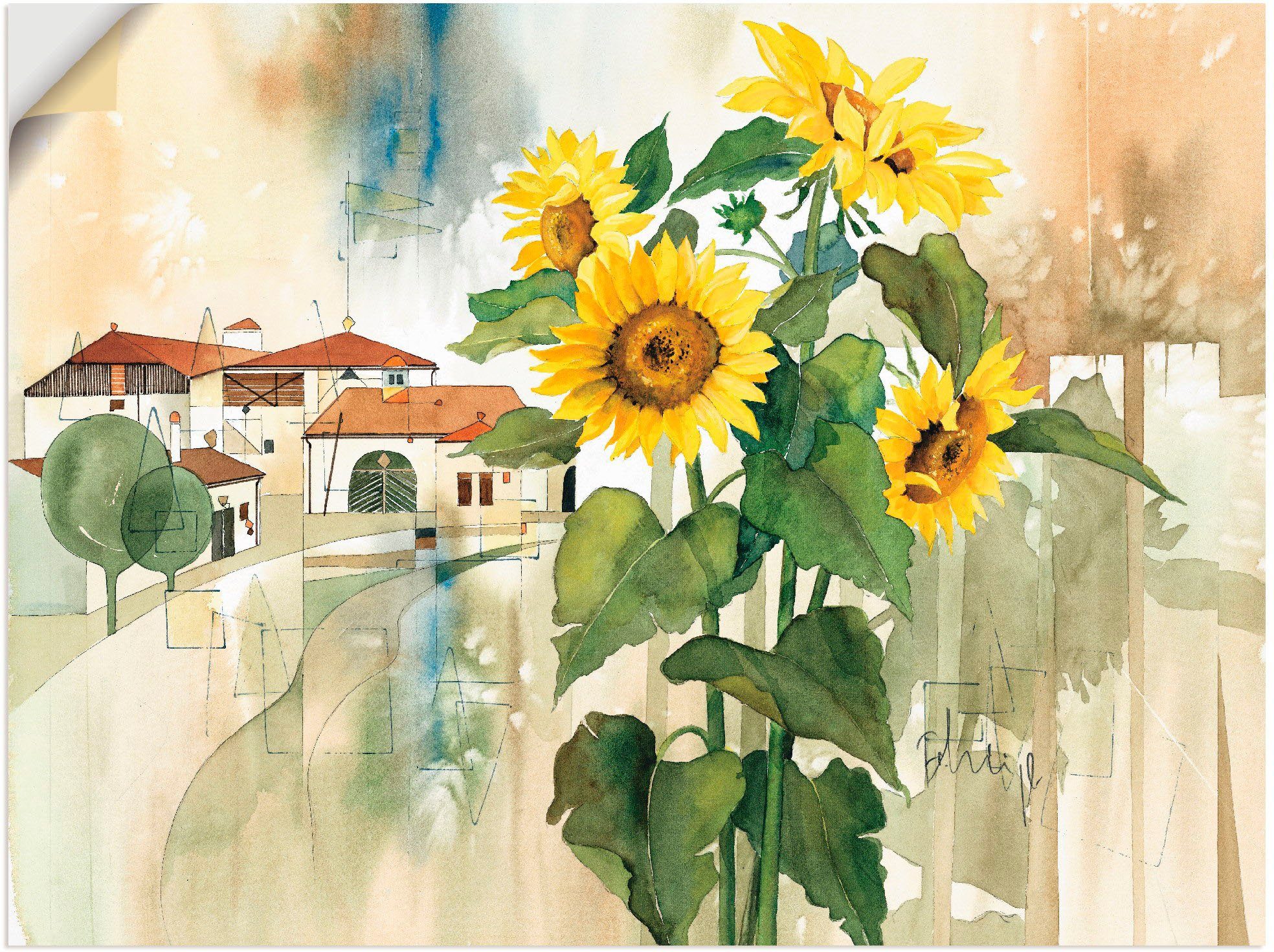 Wandbild Artland St), Gruss (1 der Leinwandbild, oder Blumen Größen als Wandaufkleber versch. Sonnenblume, Poster in