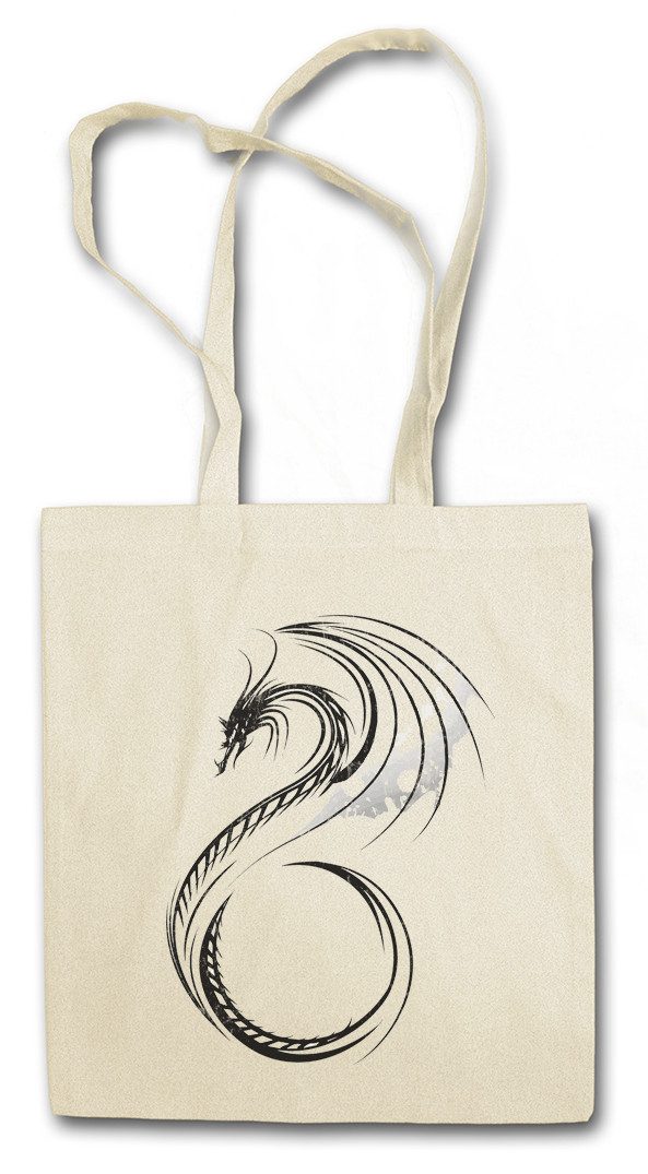 Beuteltasche Celtic Dragon II Stofftasche Kelten Knoten Keltisch Kreuz Cross Runen