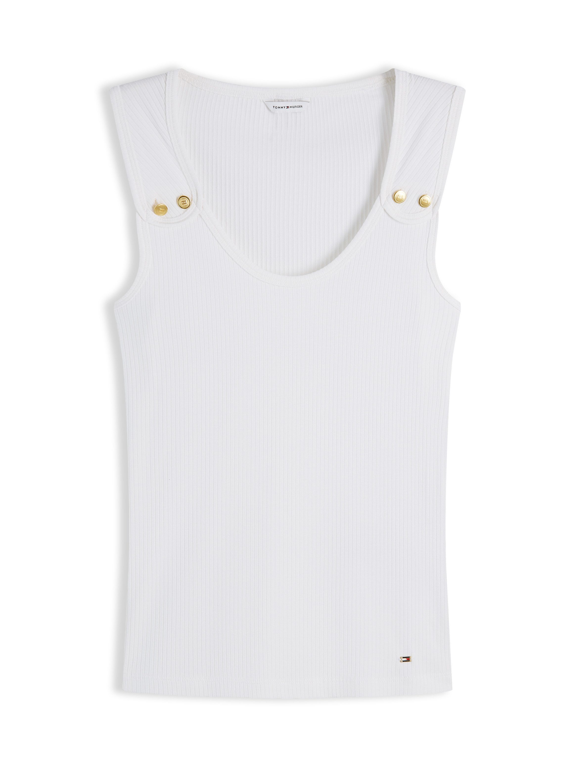Tommy Hilfiger Tanktop GOLD BUTTON U-NK TANK Viskosemischung, goldfarbene Knöpfe – Bild 5 von 5