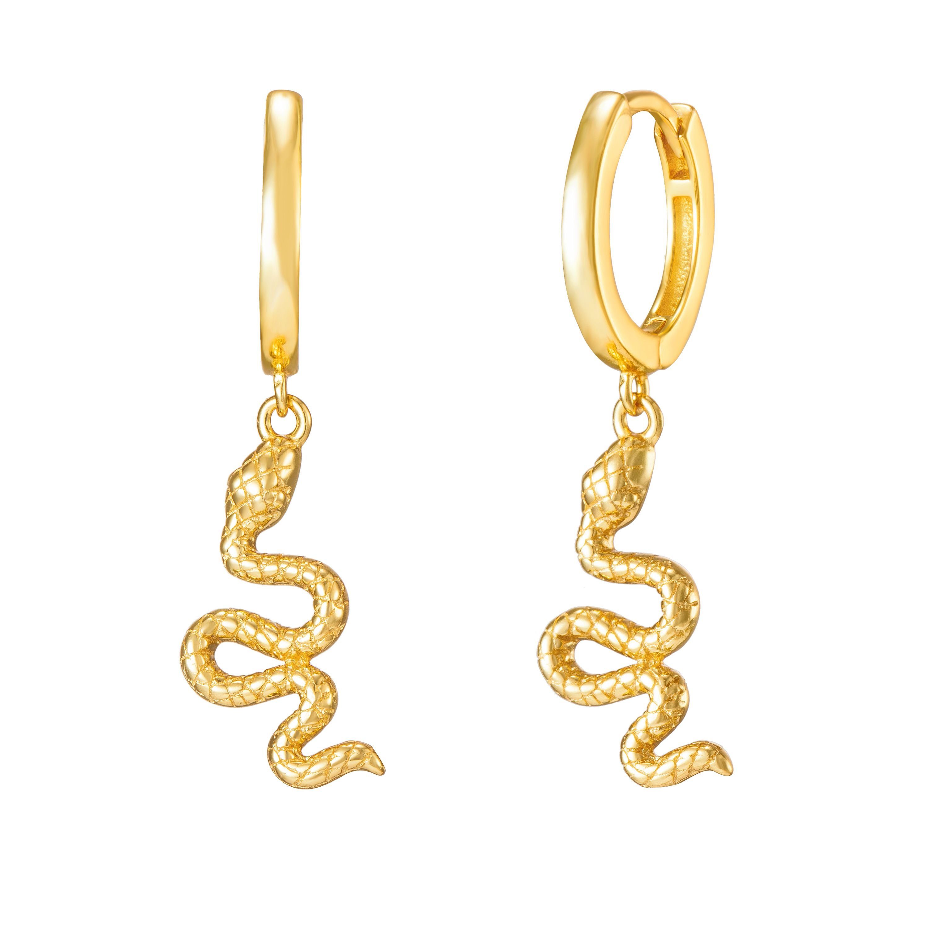 Schlangen vergoldet Ohrhänger Ohrringe Paar Brandlinger 925 Silber Culebra,