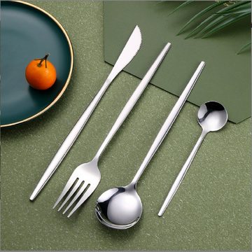 KingLux Besteck-Set 48teilig Essbesteck Set für 12Personen, Messer Gabel Löffel Set (48-tlg), 12 Personen, Edelstahl