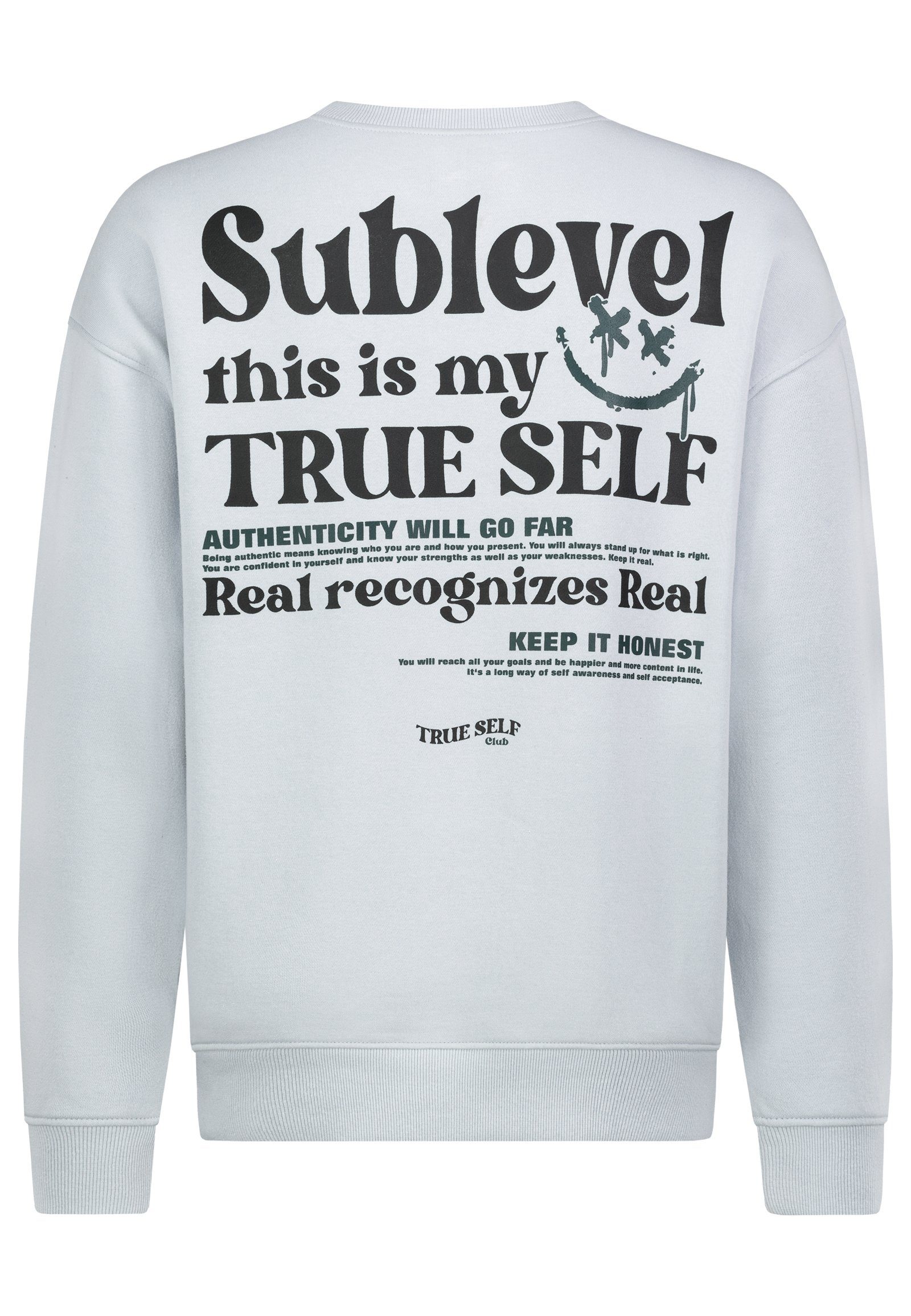 Rückenaufdruck Sweatshirt SUBLEVEL light-grey Sweatshirt mit