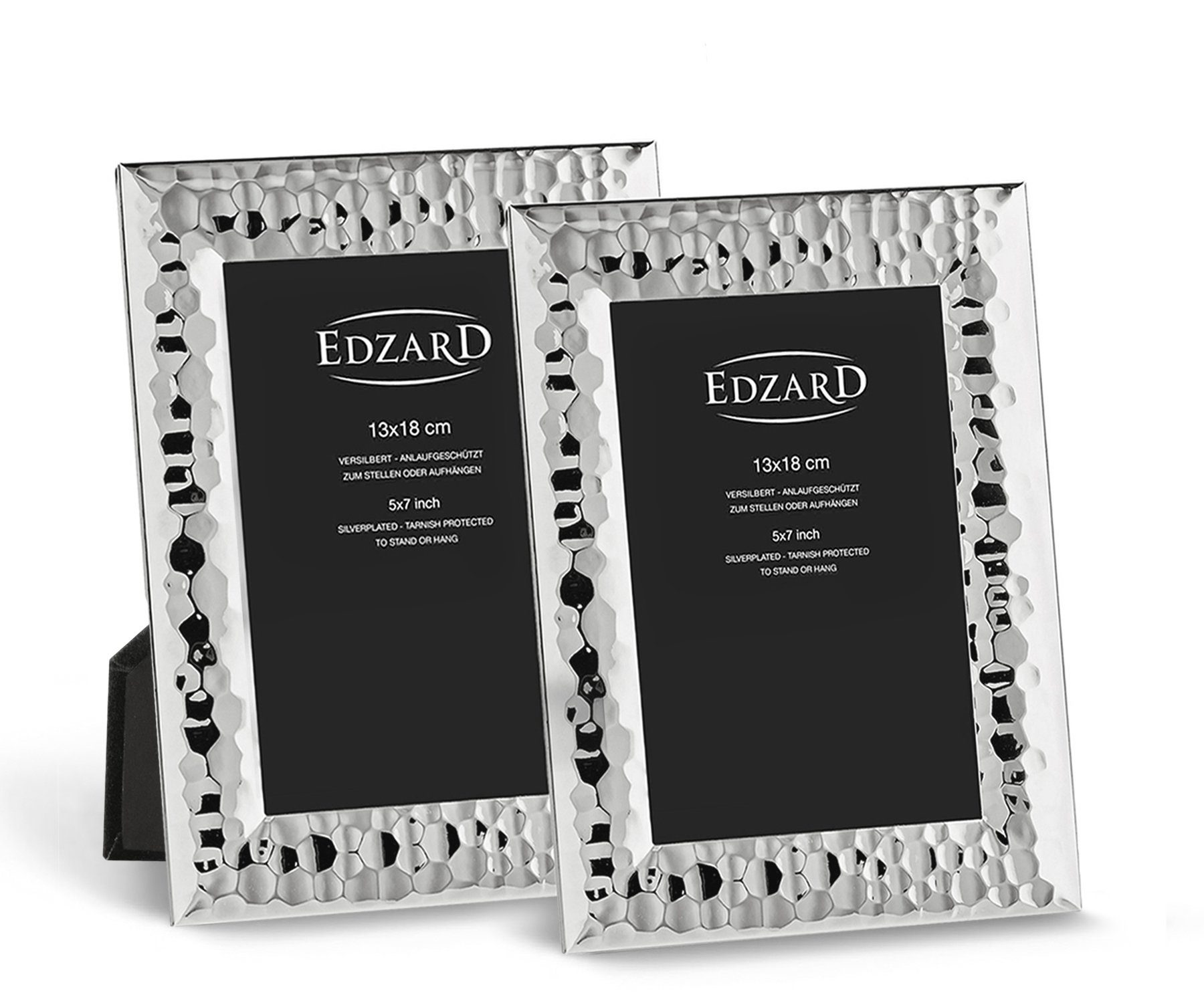 EDZARD Bilderrahmen Gubbio, versilbert und anlaufgeschützt, 2er Set für 13x18 cm Foto