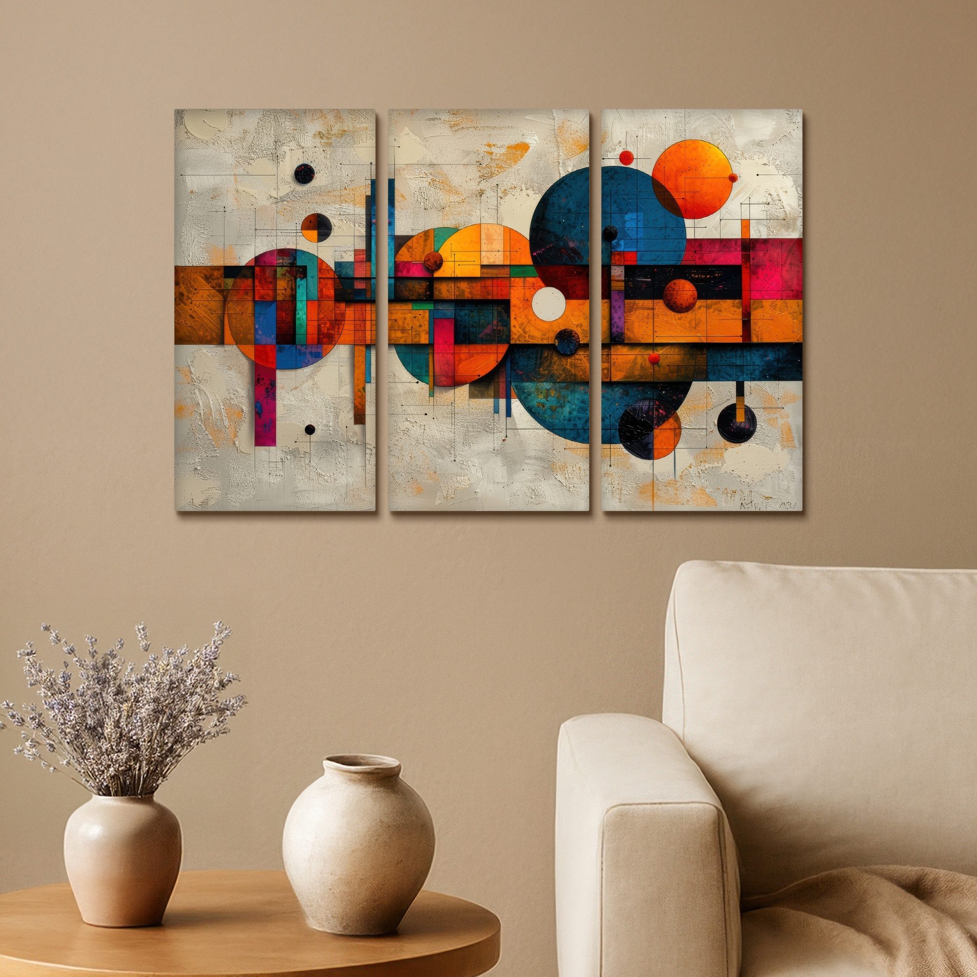 MuchoWow Leinwandbild Farbenfroh - Geometrisch - günstig online kaufen