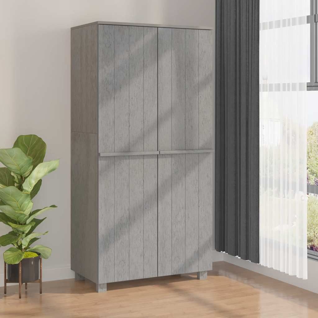 vidaXL Kleiderschrank Kleiderschrank HAMAR Hellgrau 89x50x180 cm Massivholz Kiefer (1-St)