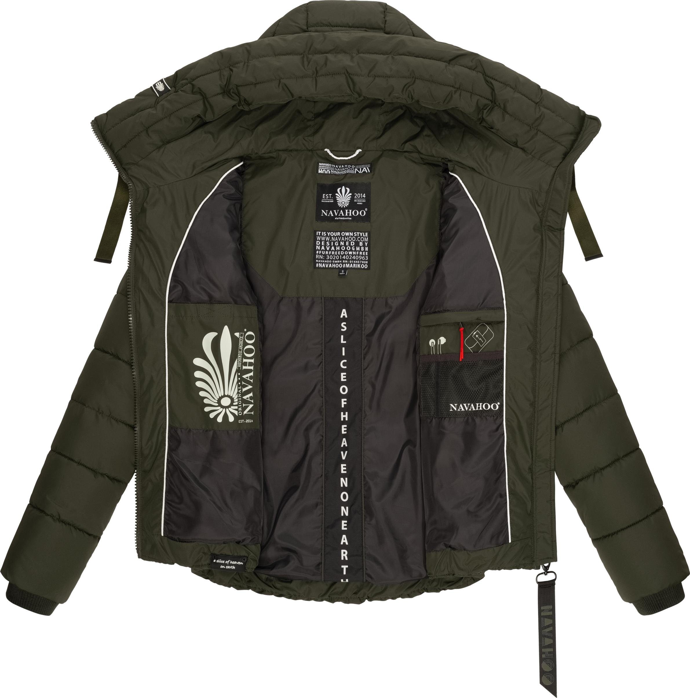 Navahoo Steppjacke Amayaa stylische Damen Winterjacke mit coolen Applikationen – Bild 5 von 5