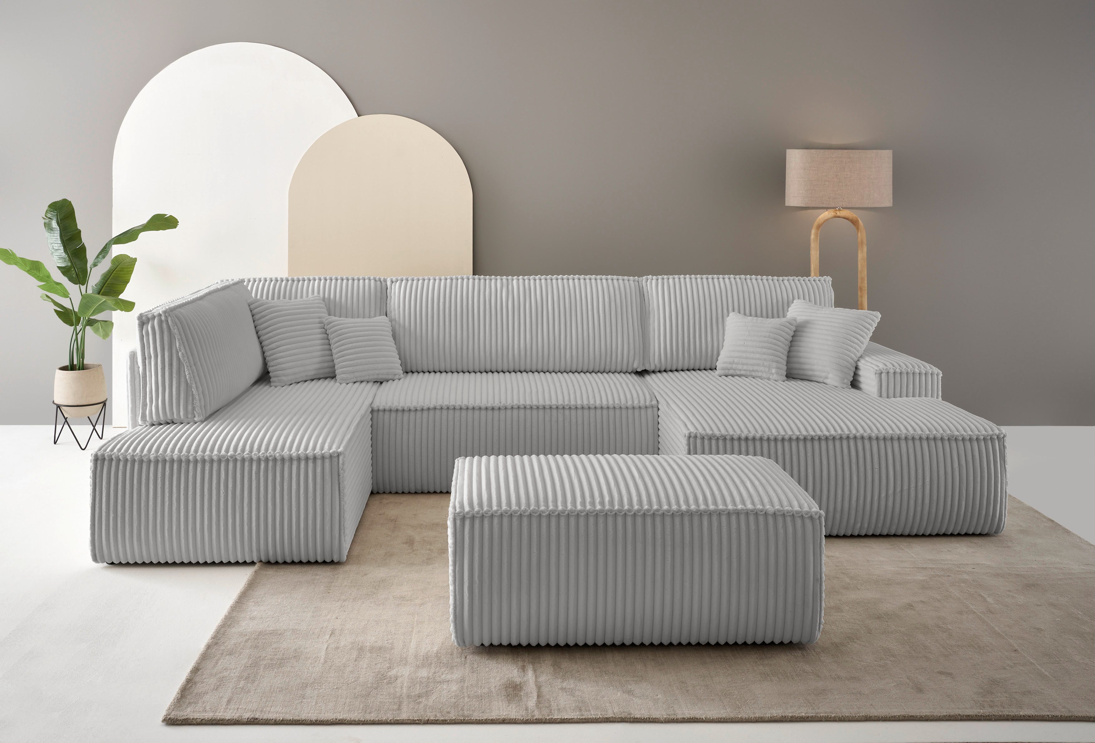 OTTO home Wohnlandschaft "FINNLEY, U-Form XXL 329 cm, Schlafsofa, Schlaffun günstig online kaufen