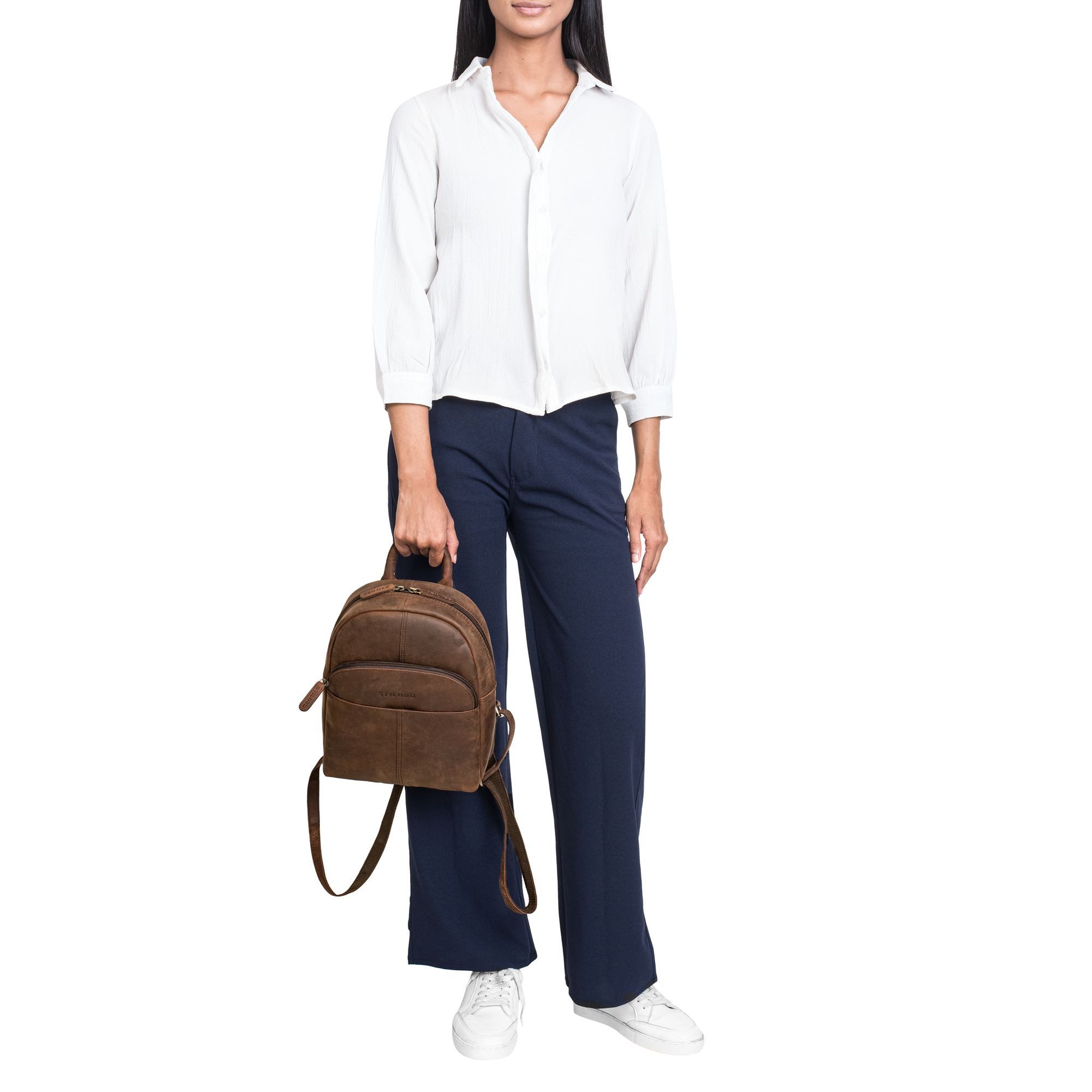 STILORD Cityrucksack "Elva" Kleiner Rucksack Damen Leder Daypack viele Fächer