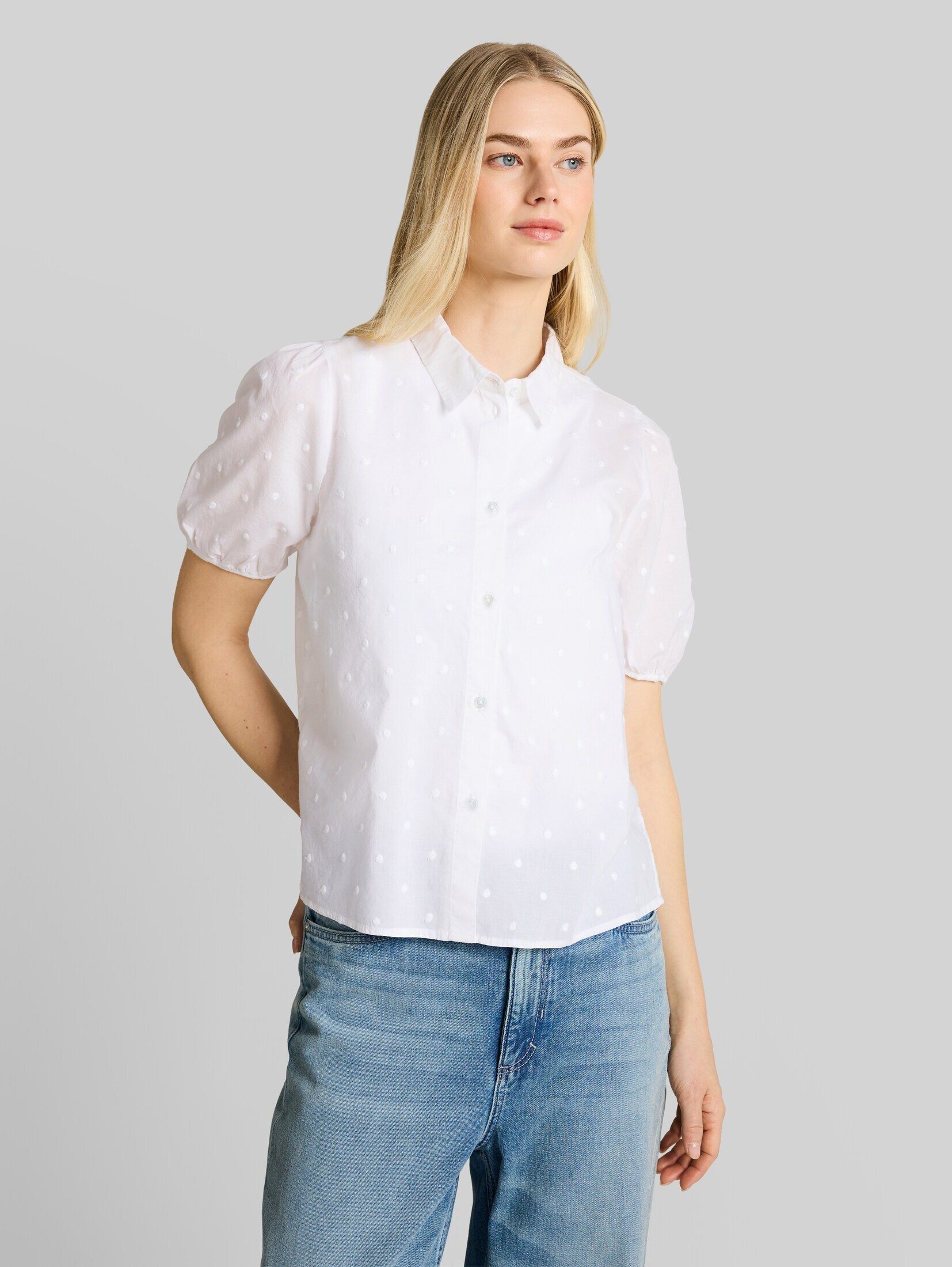 TOM TAILOR Denim Kurzarmbluse Blusen & Shirts Bluse mit Stickerei