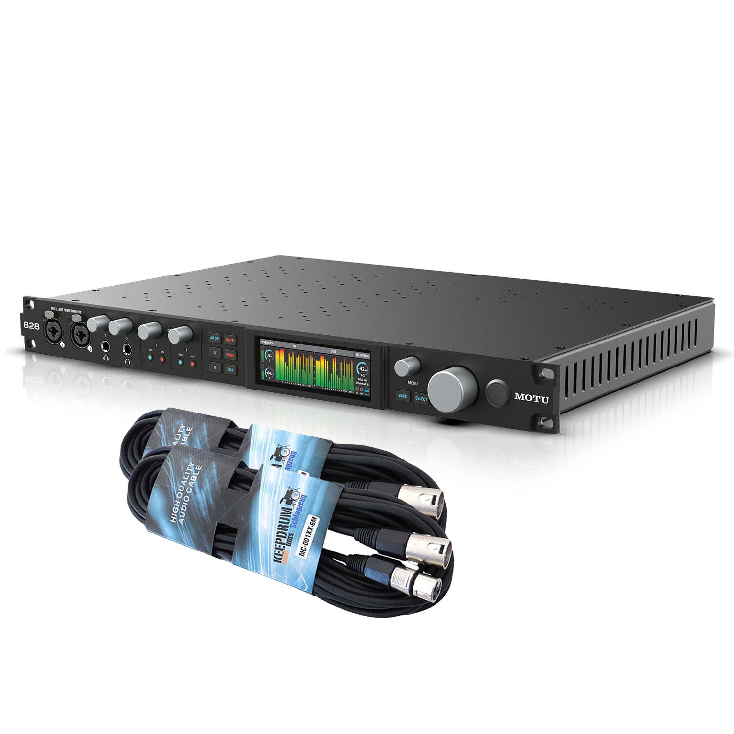 Motu 828 (2024) USB Audio-Interface mit 2x XLR-Kabel Digitales Aufnahmegerät
