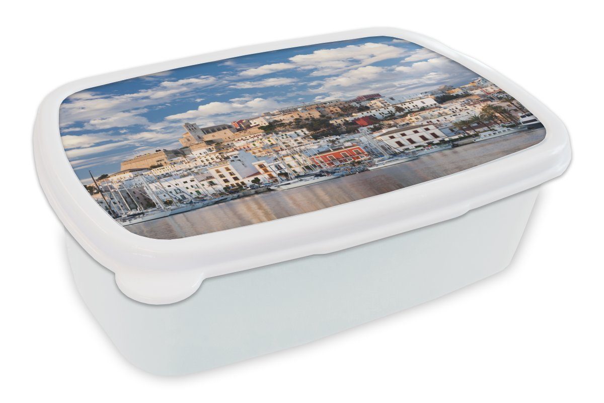 Erwachsene, für Brotbox für MuchoWow Jungs Ibiza-Stadt (2-tlg), bei Mädchen Brotdose, Kinder und Sonnenaufgang, und Kunststoff, Lunchbox weiß