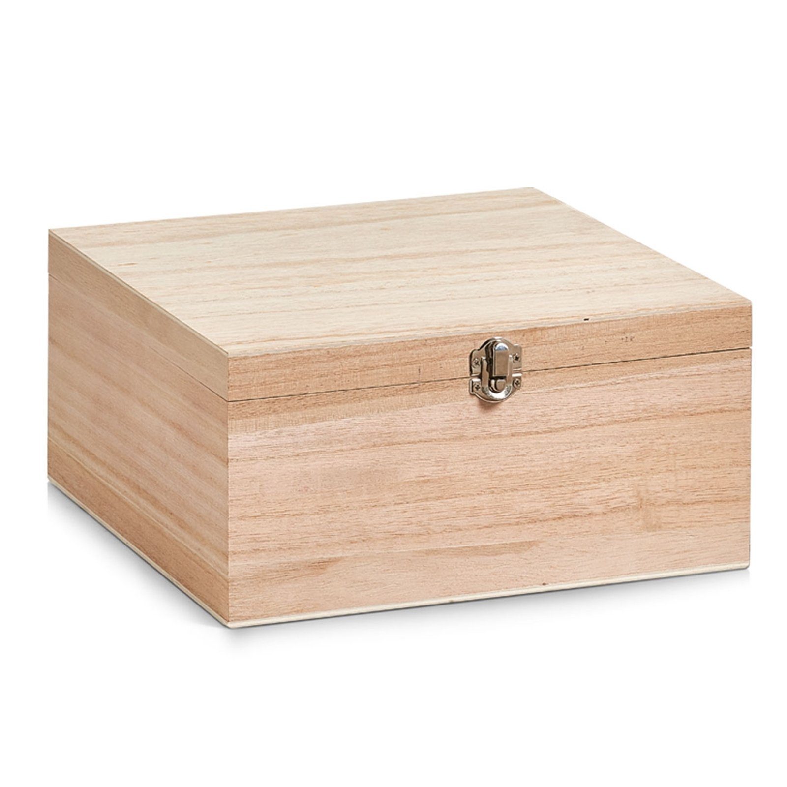 (Stück, 1 St), Aufbewahrungsbox mit Holzkiste Present Metall-Verschluss Aufbewahrungsbox Metallverschluss Holz Zeller