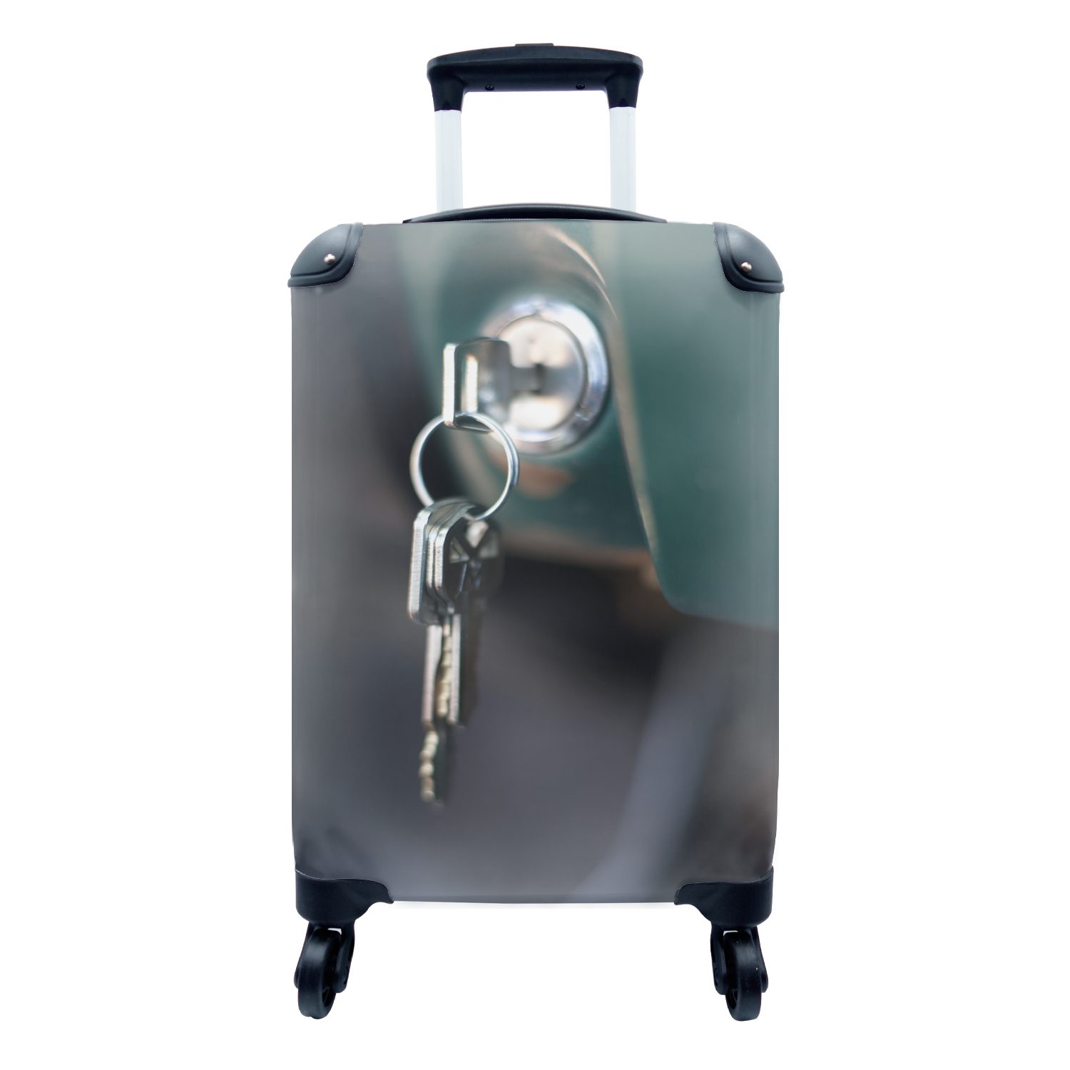 MuchoWow Handgepäckkoffer Vintage - Autos - Schlüsselanhänger, 4 Rollen, Reisetasche mit rollen, Handgepäck für Ferien, Trolley, Reisekoffer