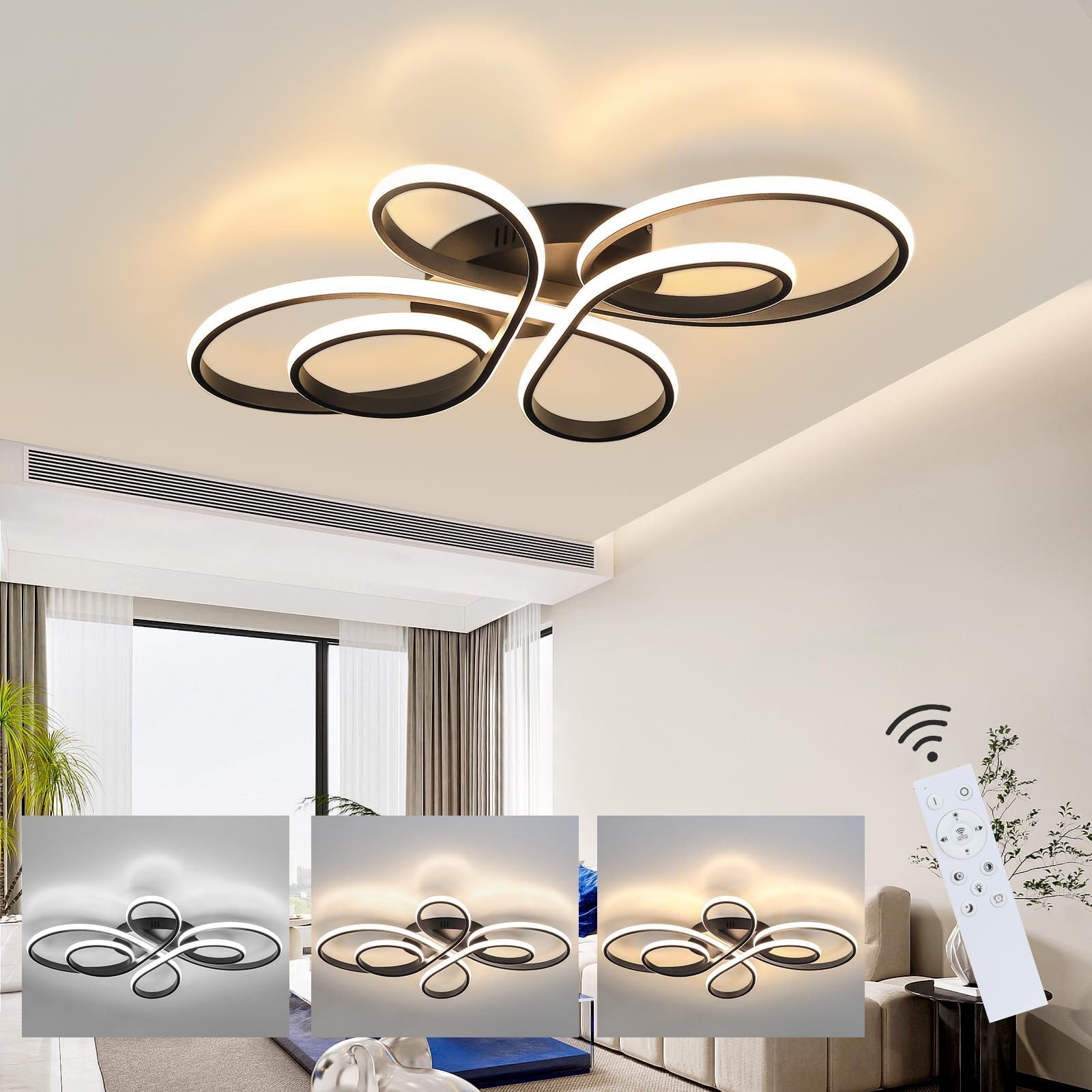 Nettlife LED Deckenleuchte Wohnzimmer Schwarz Dimmbar günstig online kaufen