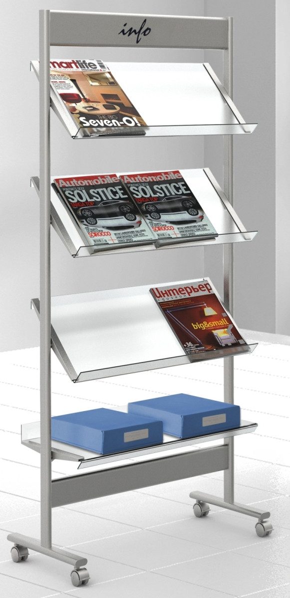 Stehsammler Prospektregal ecoline A4 12 Fächer alusilber/transparent