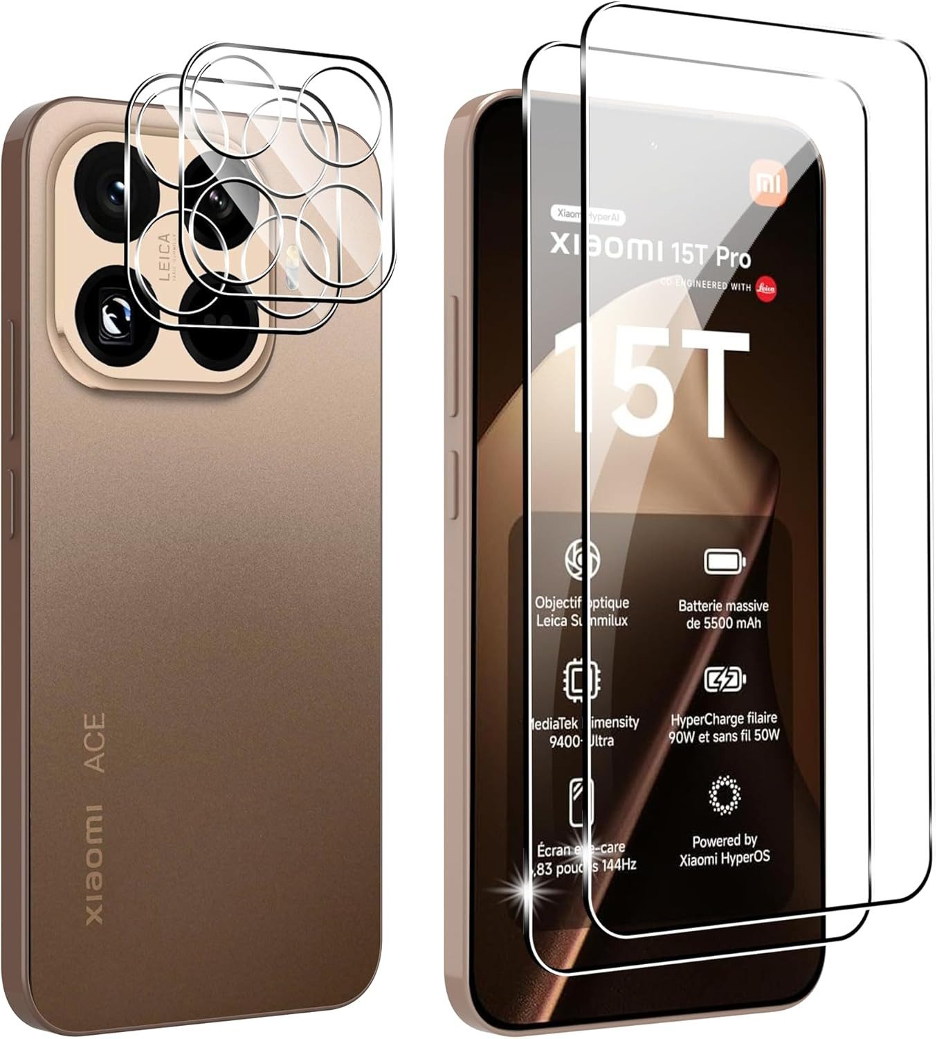 MSM Displayschutzglas 2X Schutzglas (Display + Kamera) für Xiaomi 15T / 15T Pro Panzerfolie