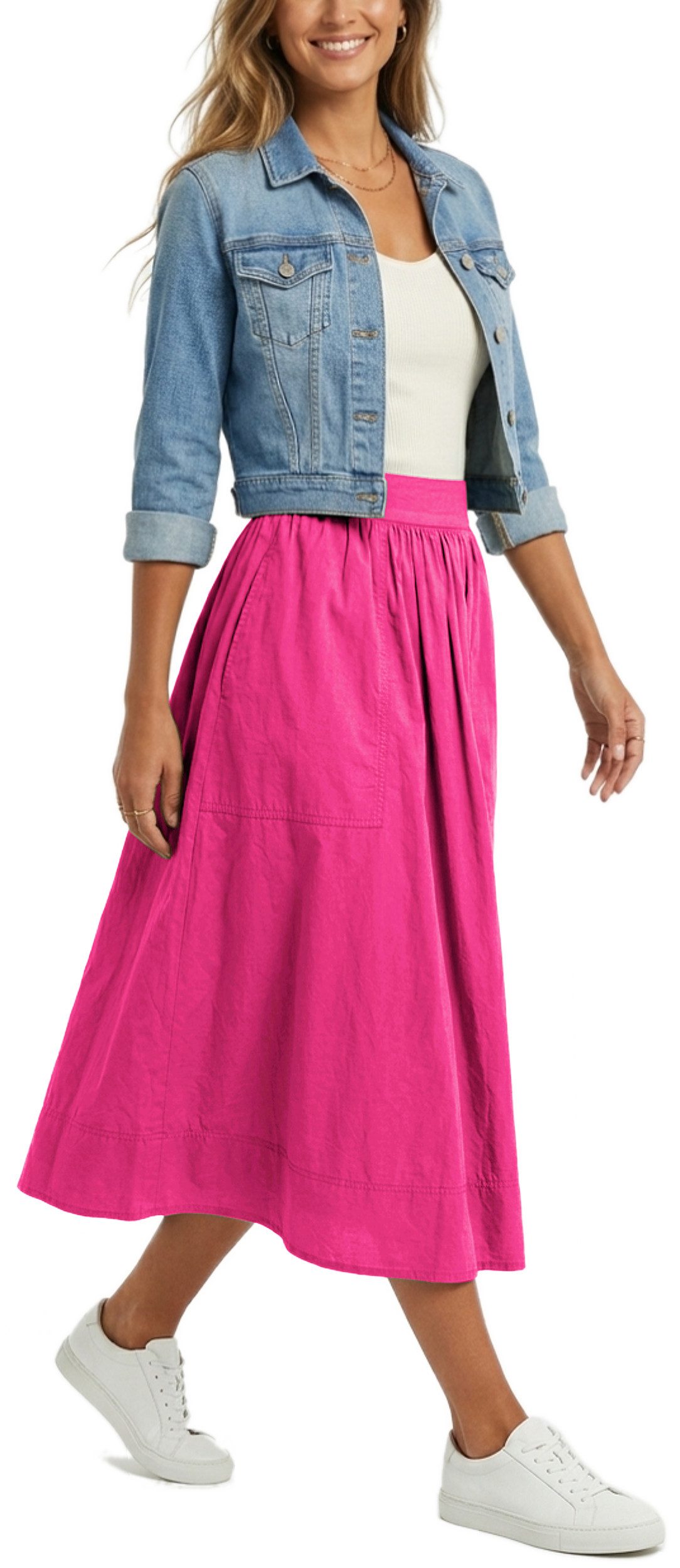 dy_mode A-Linien-Rock Damen Freizeit Rock Baumwolle Midi-Rock Faltenrock A- günstig online kaufen