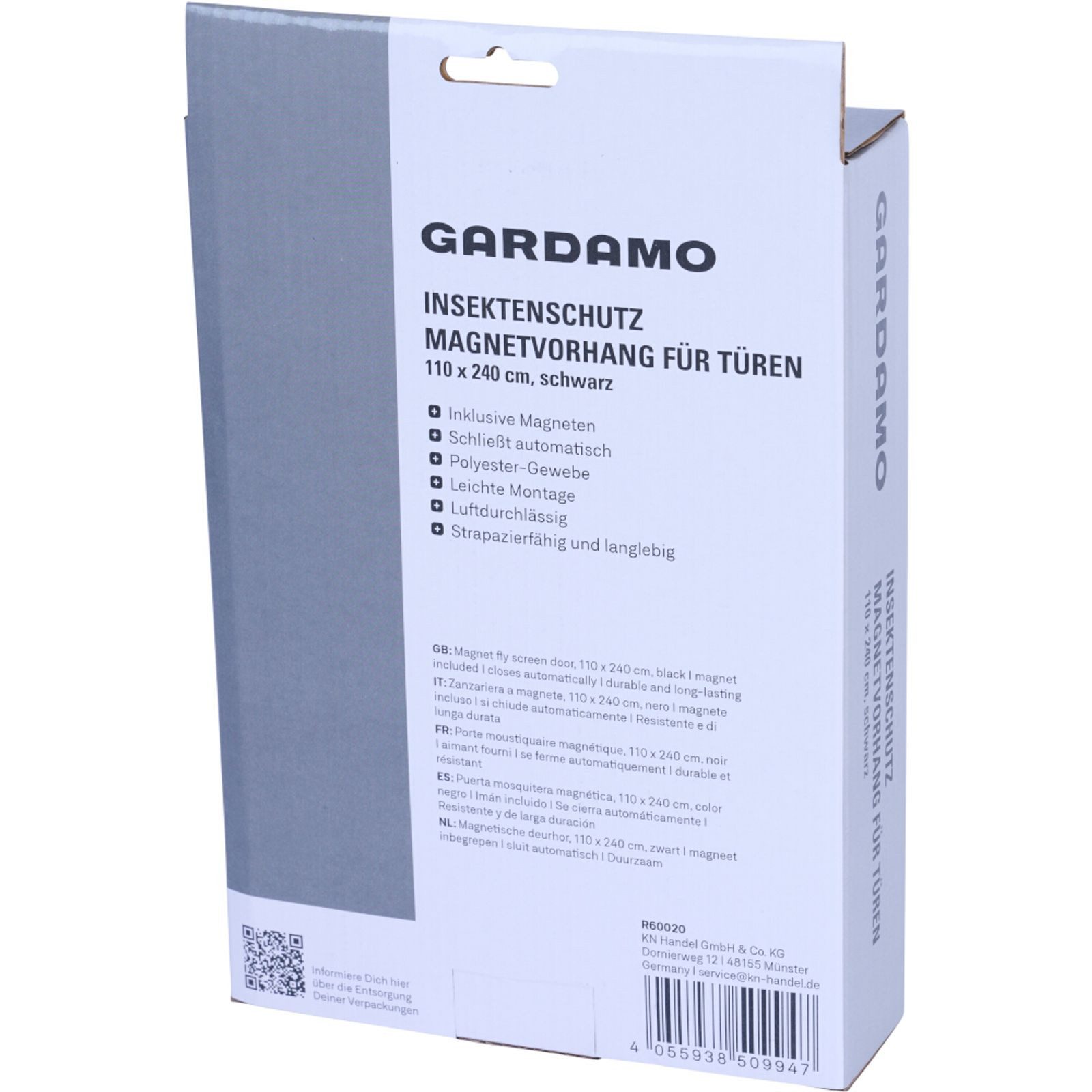 GARDAMO Fliegengitter-Gewebe Fliegengitter Magnet Tür schwarz 110 x 240 cm zuschneidbar