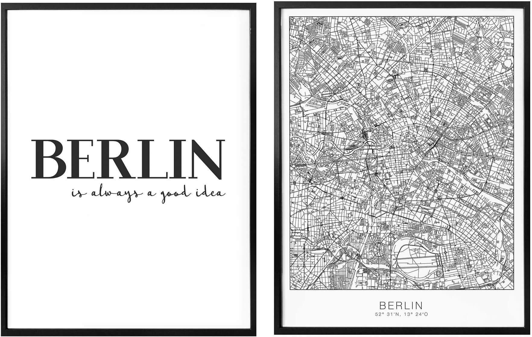 Wall-Art Poster Berlin is always a good idea, (Set, 2 St), mit Rahmen,  Poster, Wandbild, Bild, Wandposter | Poster