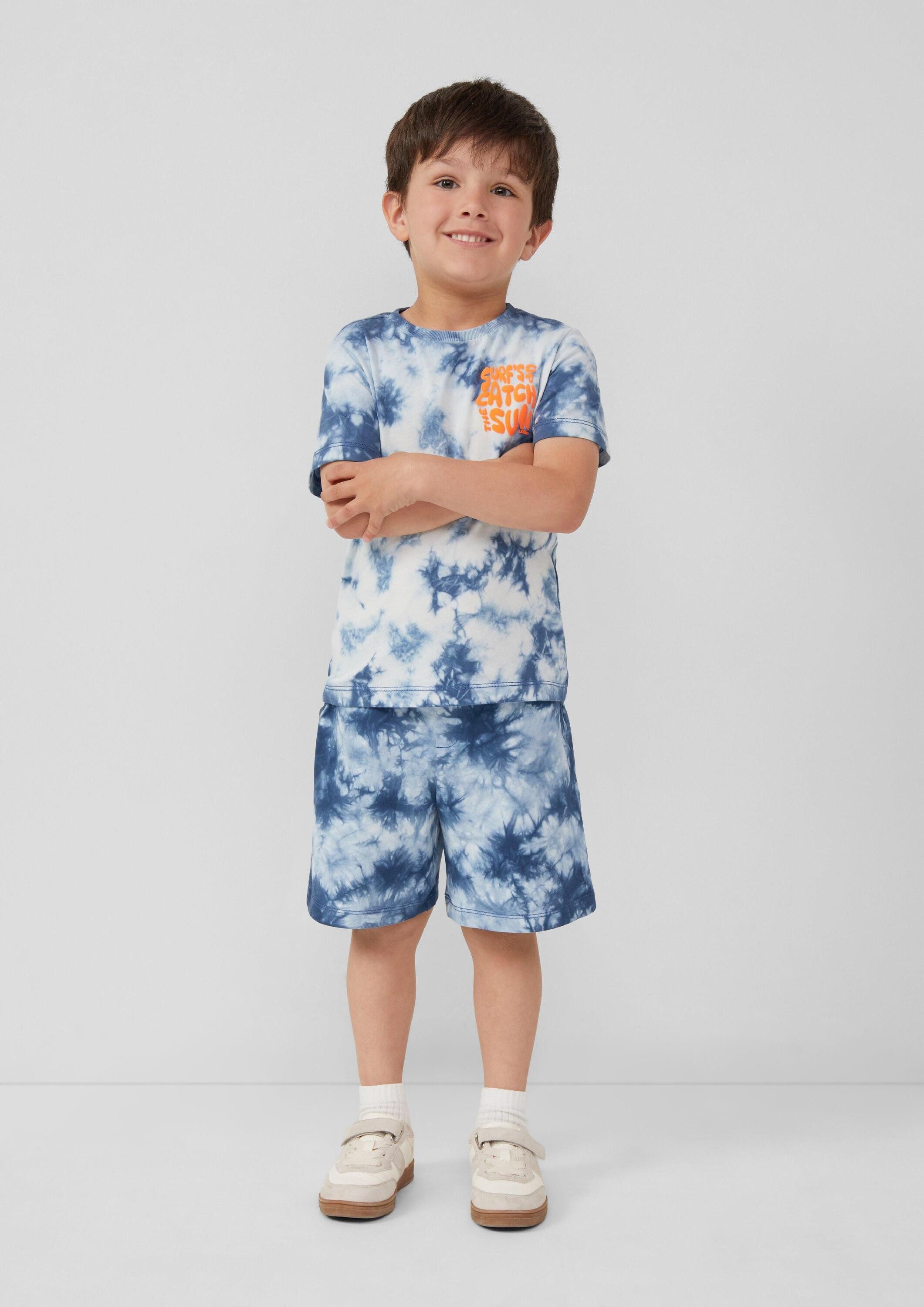 s.Oliver Kurzarmshirt T-Shirt T-Shirt mit Batikmuster und Printdetail