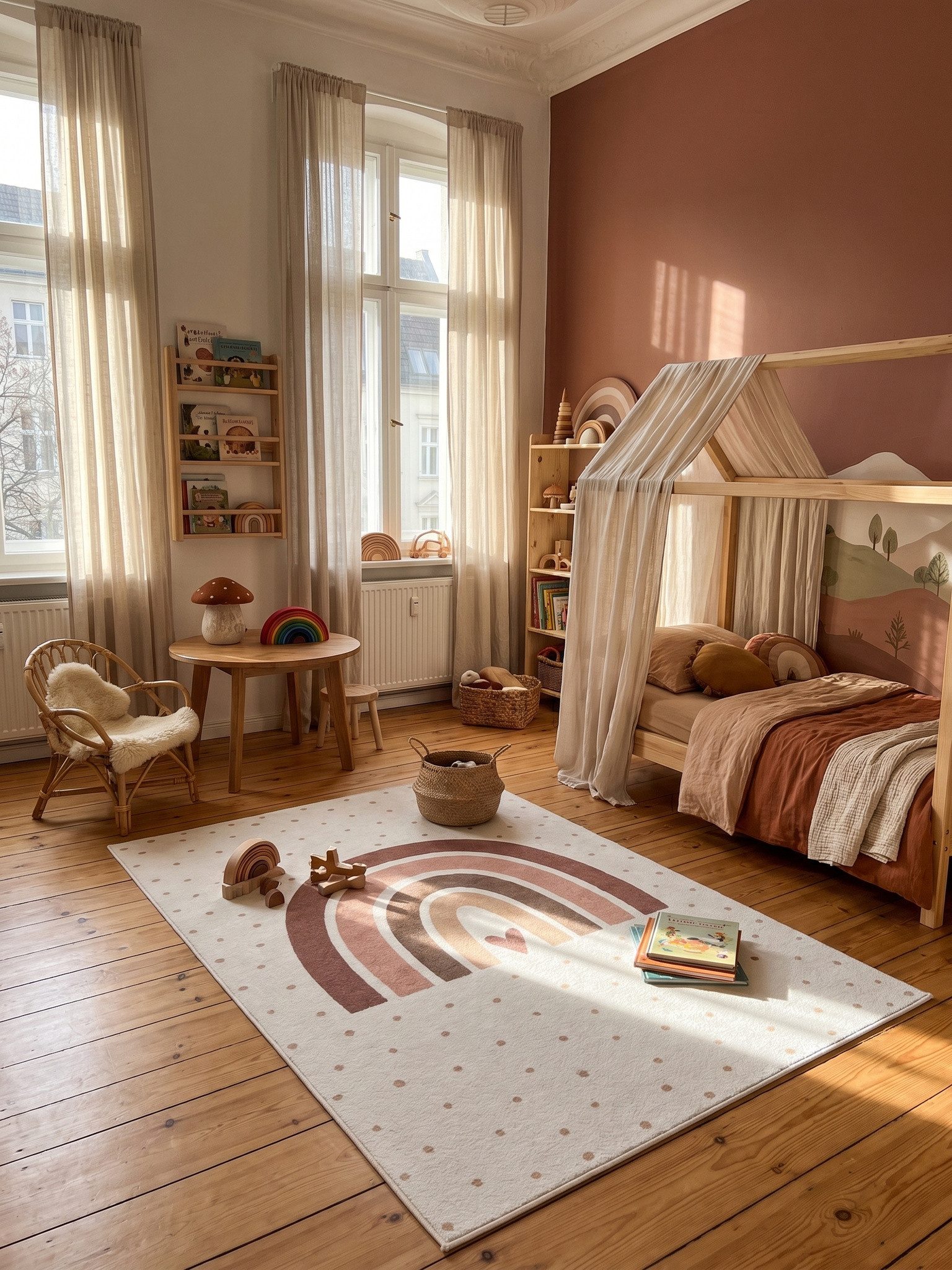 KADIMA DESIGN Kinderteppich TINO Kinderteppich Waschbar Kinderzimmer Schadstoffgeprüft, Läufer, Höhe: 10 mm, Creme, 80x150 cm, Kinderteppich Waschbar Spielteppich