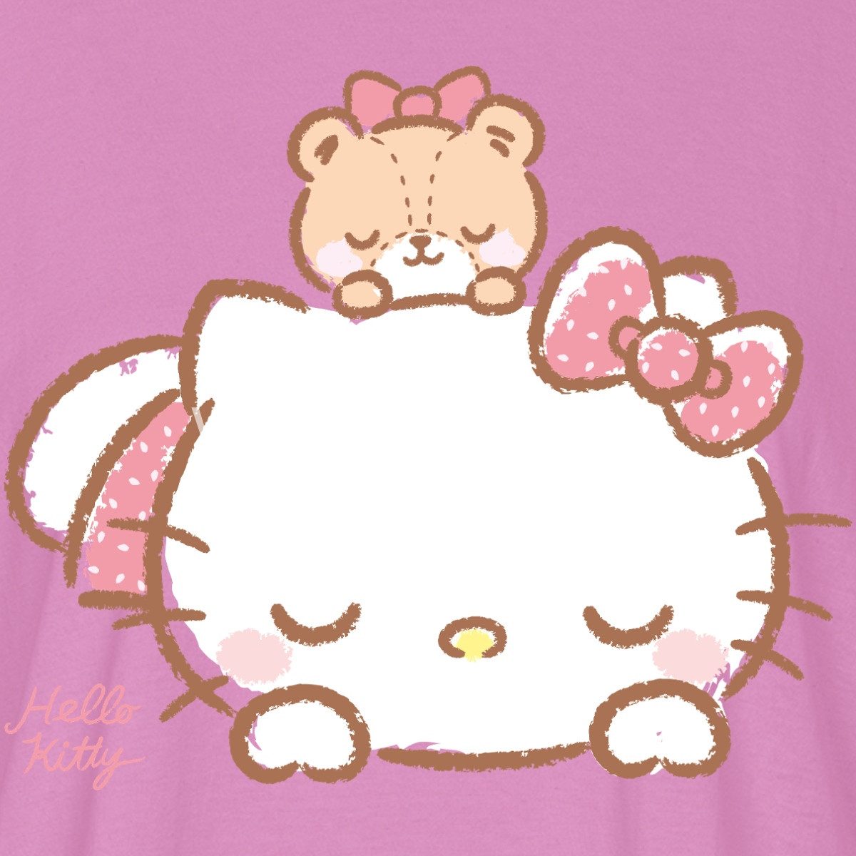 Spreadshirt T-Shirt Hello Kitty Mit Teddy Auf Dem Rücken Boxy Shirt Damen (1-tlg)