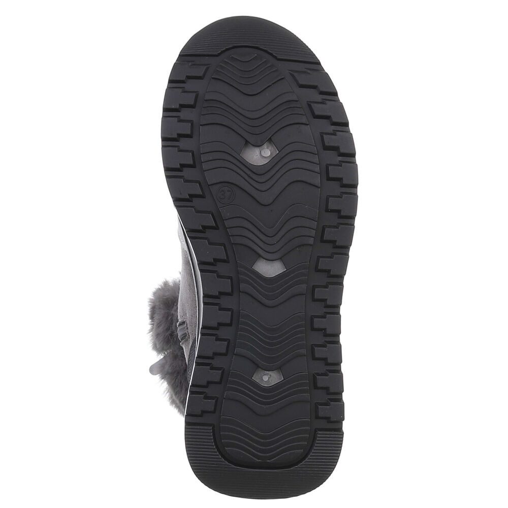 Ital-Design Damen Winterboots mit Futter und modischem Design Schnürstiefelette (90417757) Keilabsatz/Wedge Stiefeletten in Grau