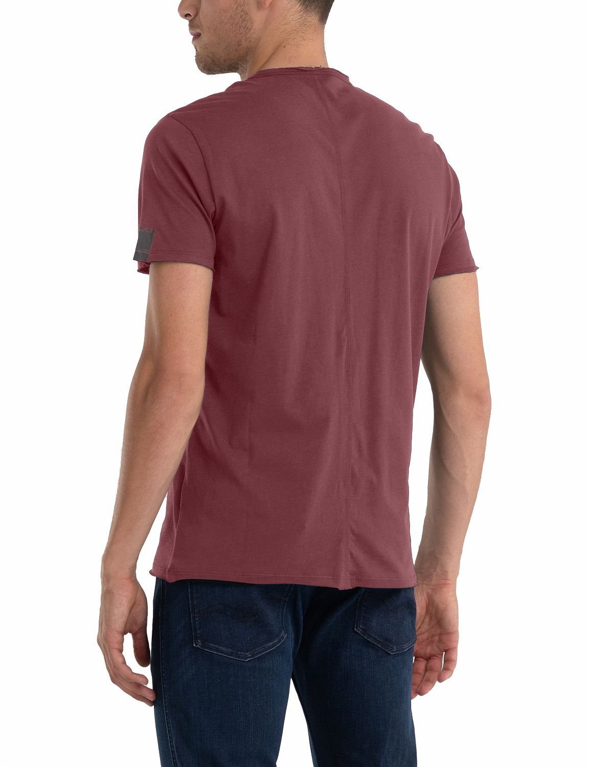 Rohschnitt Jersey-T-Shirt dunkelrot T-Shirt Replay mit