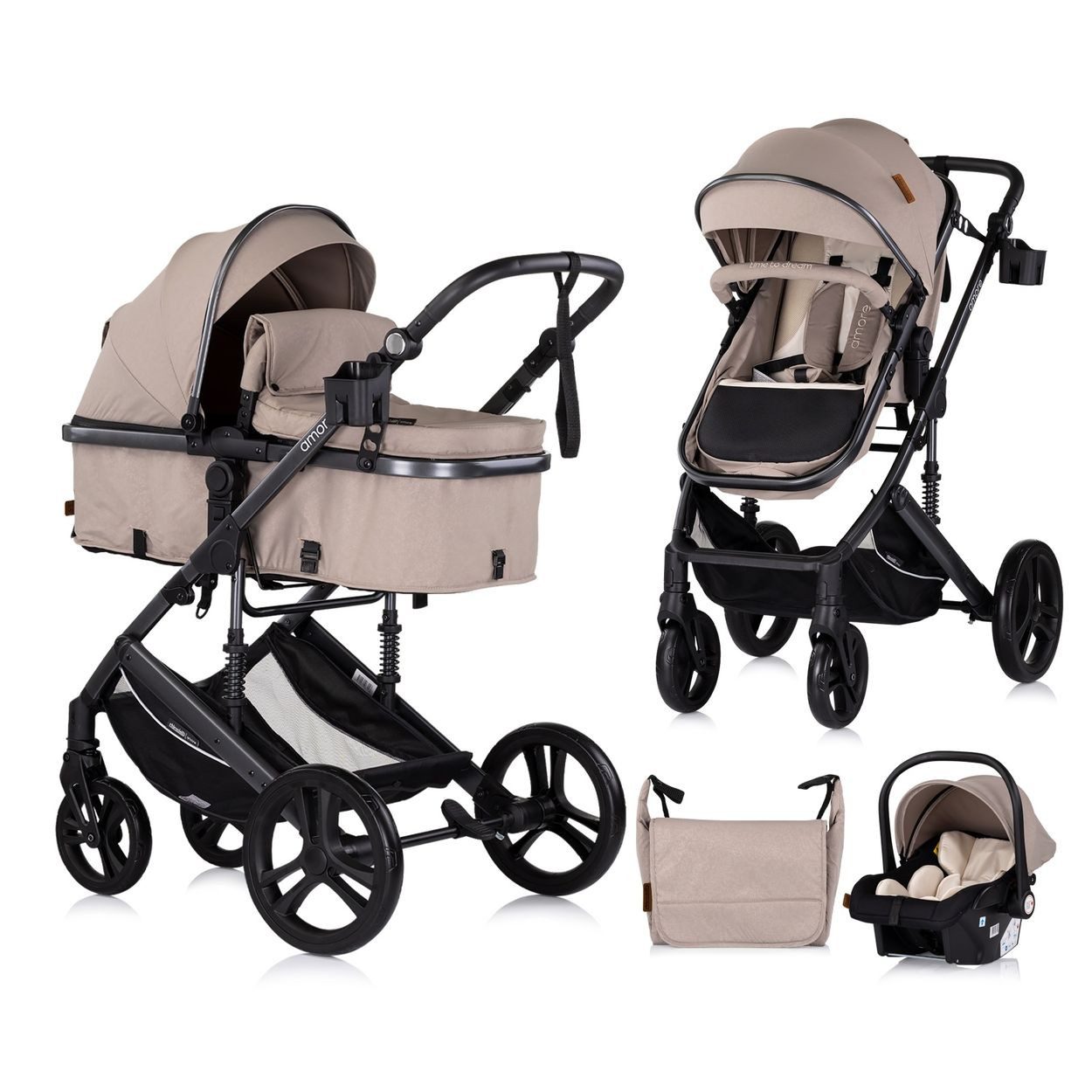 Kombi-Kinderwagen Kinderwagen 3 in 1 Amore