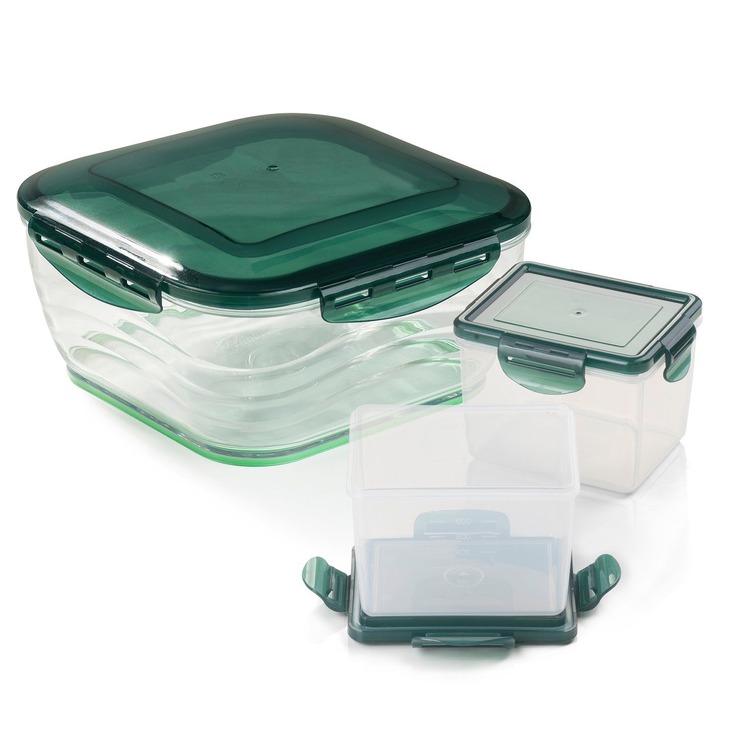 Genius Aufbewahrungsschüssel Nicer Dicer Chef Auffangbehälter-Set aus Kunststoff, (Set), Behälter gr. 3300ml & 2x kl. 700ml inkl. Deckel, Schüssel Kunststoff