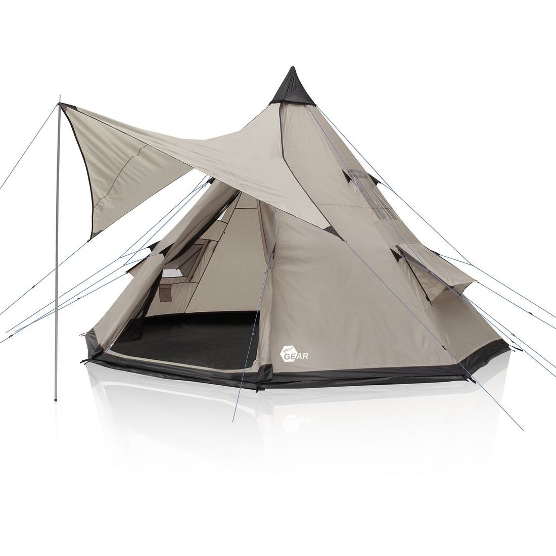 Tipi-Zelt yourGEAR Zelt Numana 400 Familienzelt 4-6 Mann Sonnensegel 5000 mm