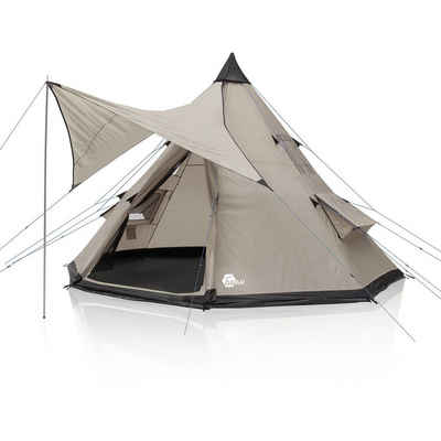 yourGEAR Tipi-Zelt yourGEAR Zelt Numana 400 Familienzelt 4-6 Mann Sonnensegel 5000 mm, Personen: 6