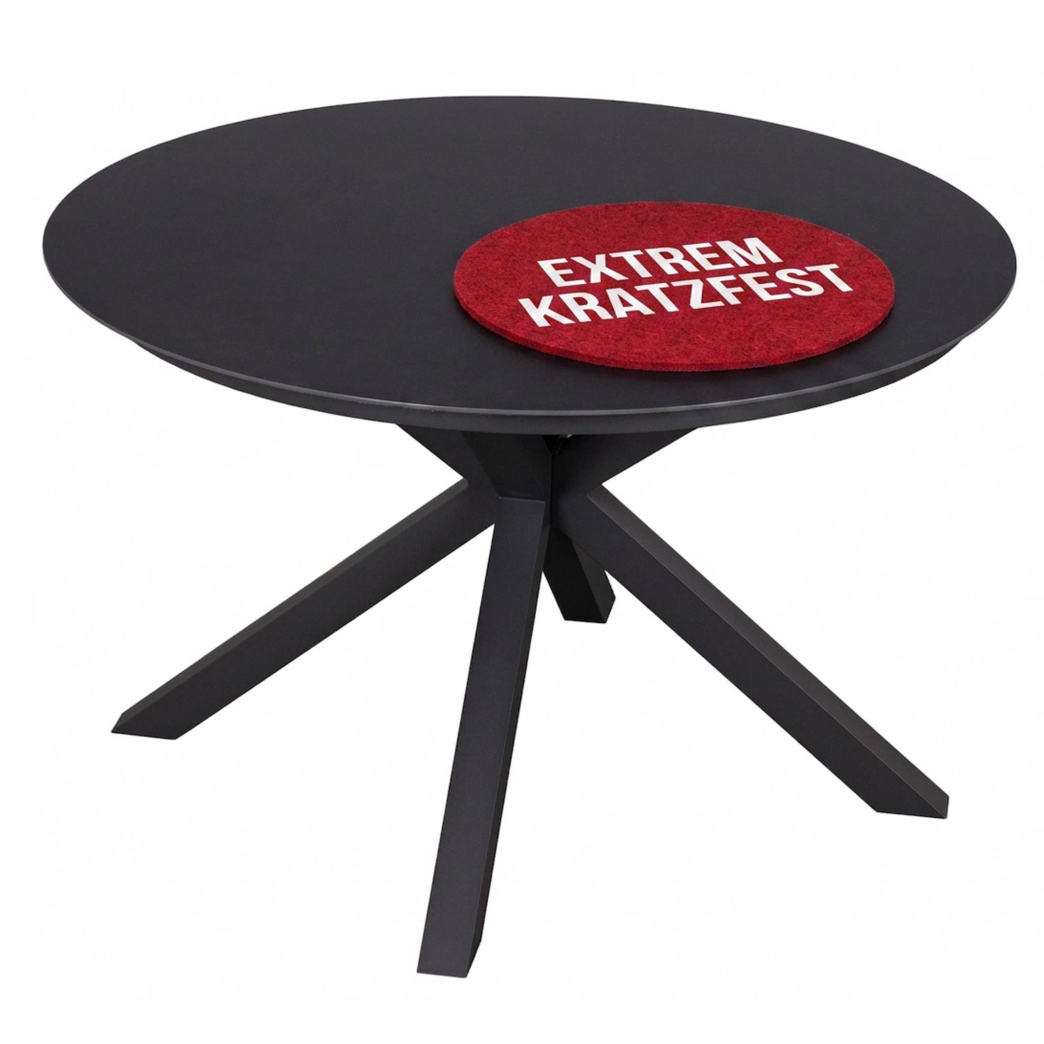 MR.DEKO Gartentisch rund Malaga 120cm Keramik Aluminium Anthrazit, wetterfest & kratzfest (Mit X-Gestell & Keramik-Tischplatte – stilvoller Esstisch für Outdoor, 1-St), Wetterfest & modern – Tisch Höhe anpassbar, pflegeleicht