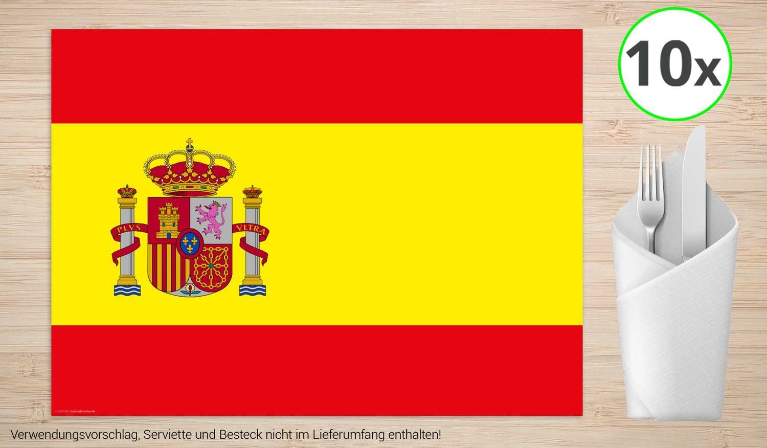 Platzset, Tischsets I Platzsets - Spanien Flagge - 10 Stück aus hochwertigem Papier 44 x 32 cm, Tischsetmacher