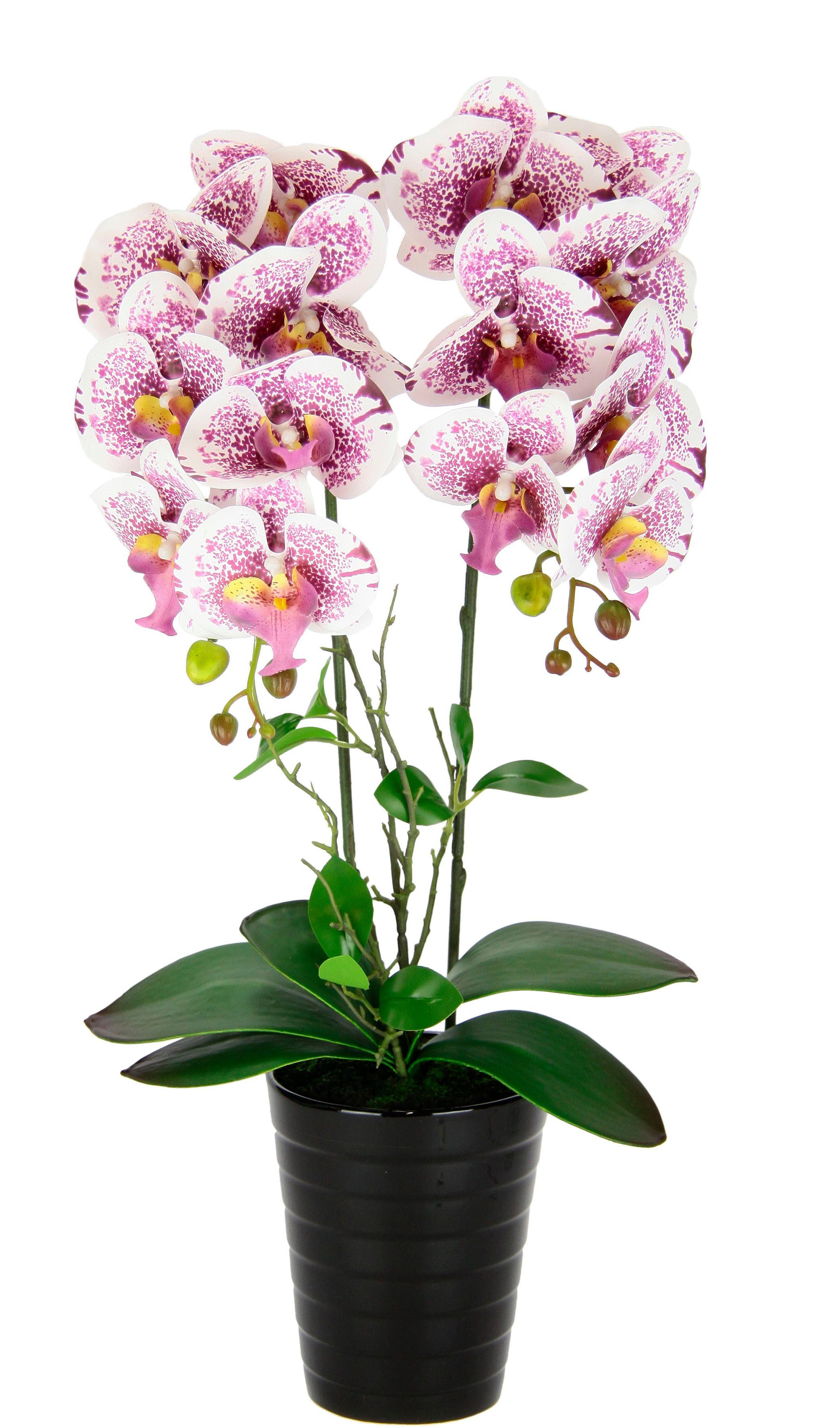 Kunstblume Orchidee, I.GE.A., Höhe 58 cm, Im Topf Phalaenopsis Orchidee Phalaenopsis mit Übertopf Hochzeit