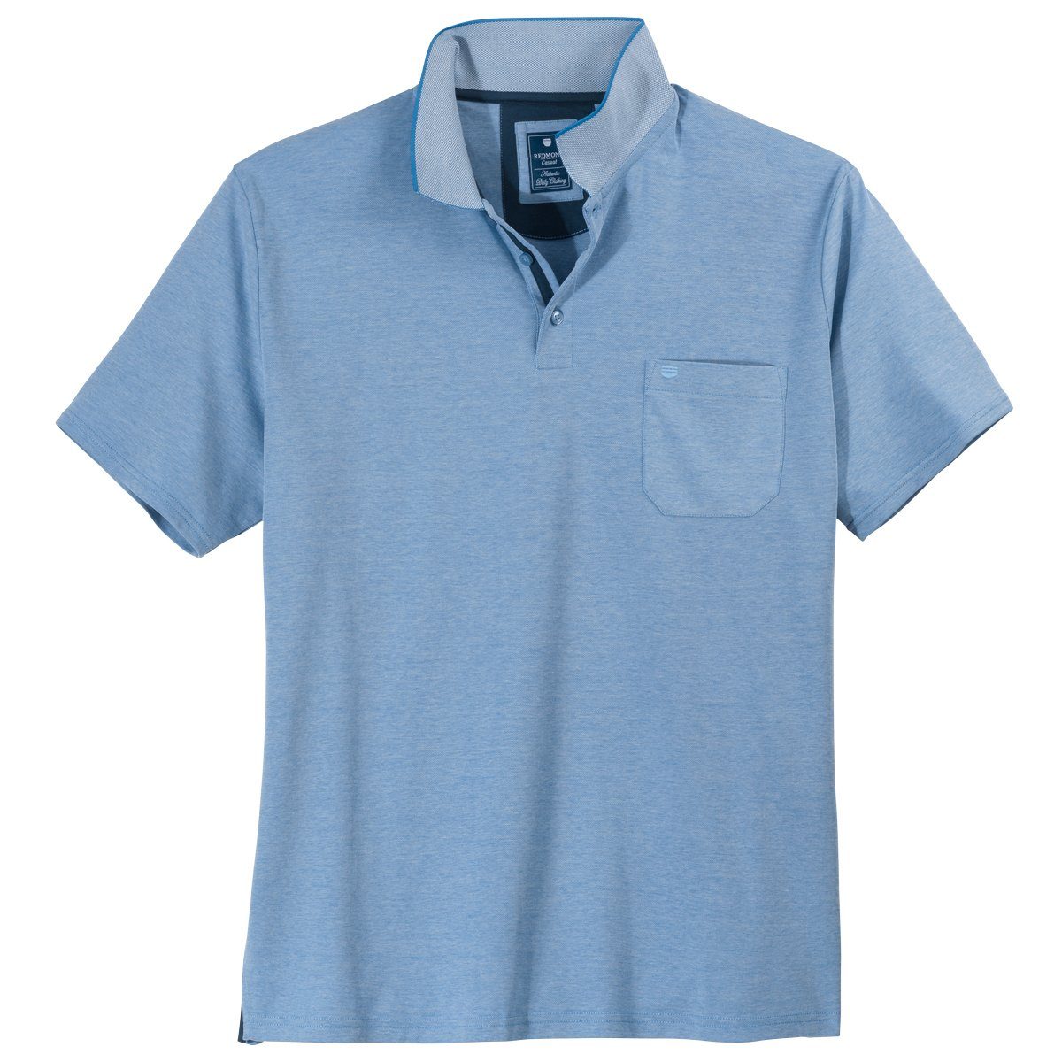 hellblau & melange Redmond Redmond Größen Poloshirt Große Wear" "Wash Poloshirt