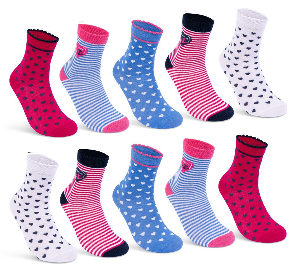 sockenkauf24 Socken 10 Paar Kindersocken für Mädchen lang Kinder Socken mit weichem Bund