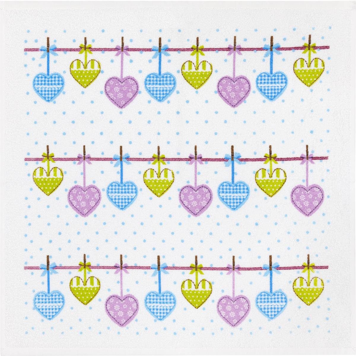 Kracht Geschirrtuch Herzchenleine, (Set, 3-tlg., Set), 3er Pack Frottee Küchenhandtücher (3 Stück), ca.50x50cm Baumwolle