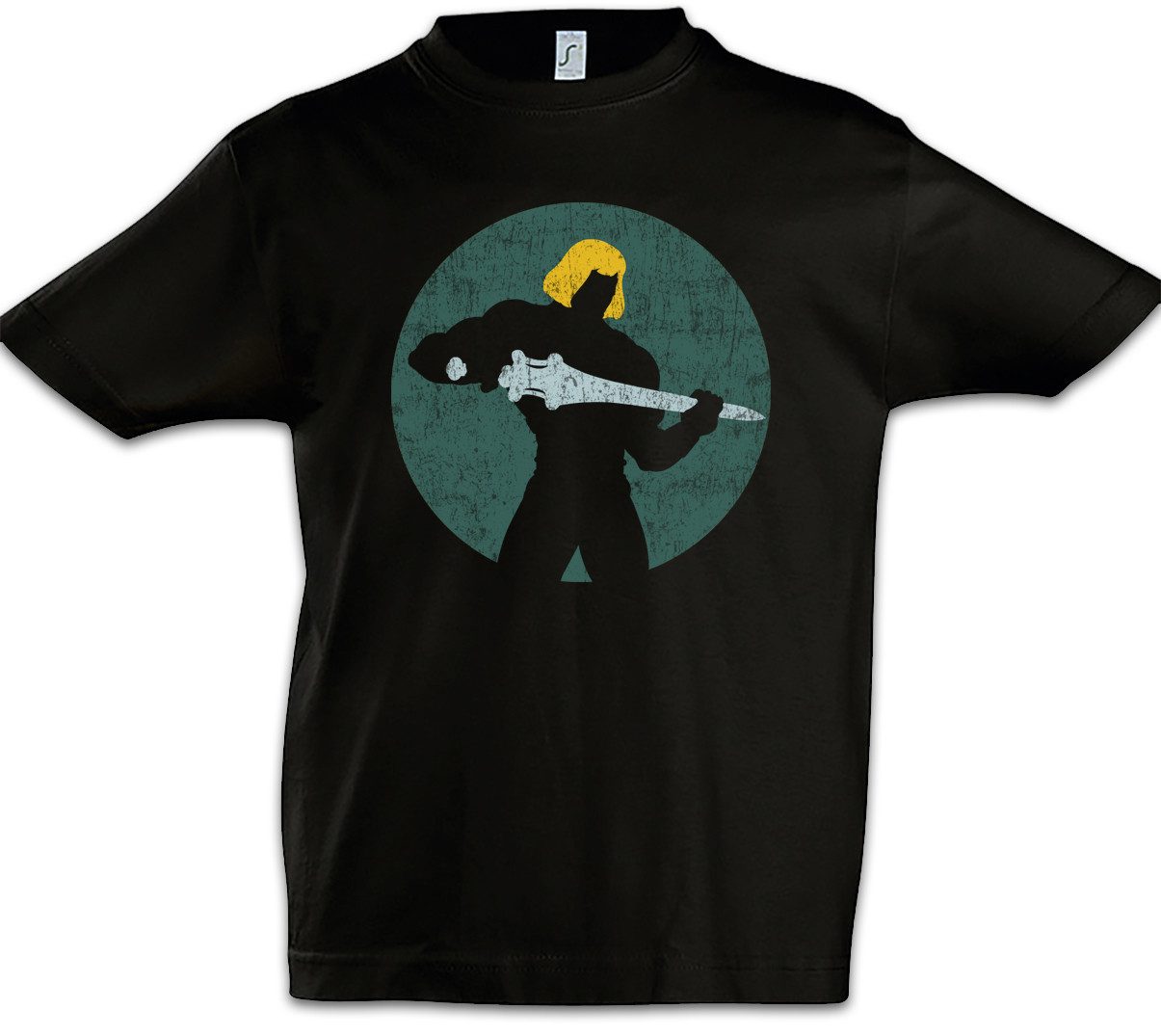 Print-Shirt Universe Hero Kinder T-Shirt He Comic Retro Eighties Man Sword Power