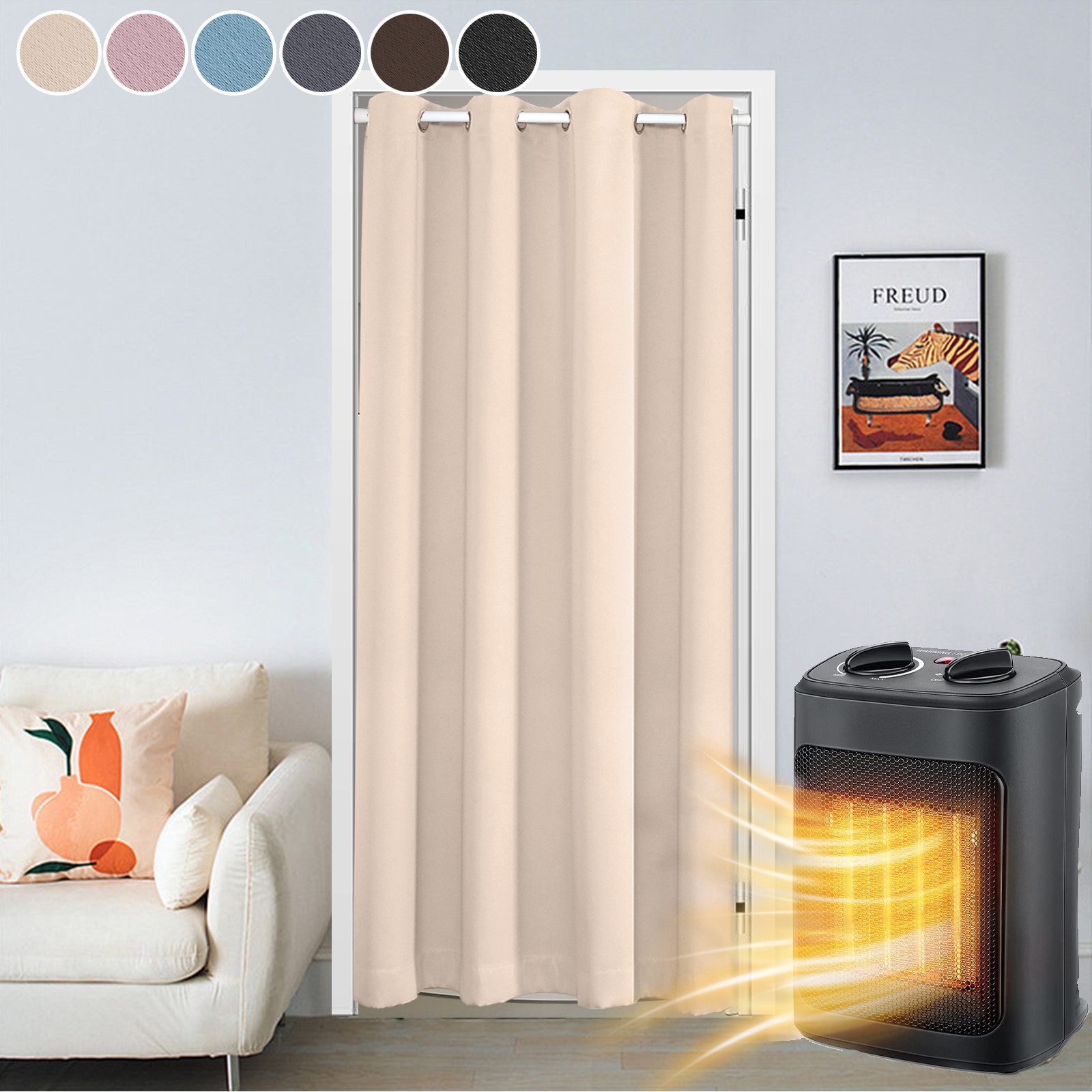 Rosnek Türvorhang Verdunkelung, thermisch isoliert, Öse (1 St), H×B: 203×13 günstig online kaufen