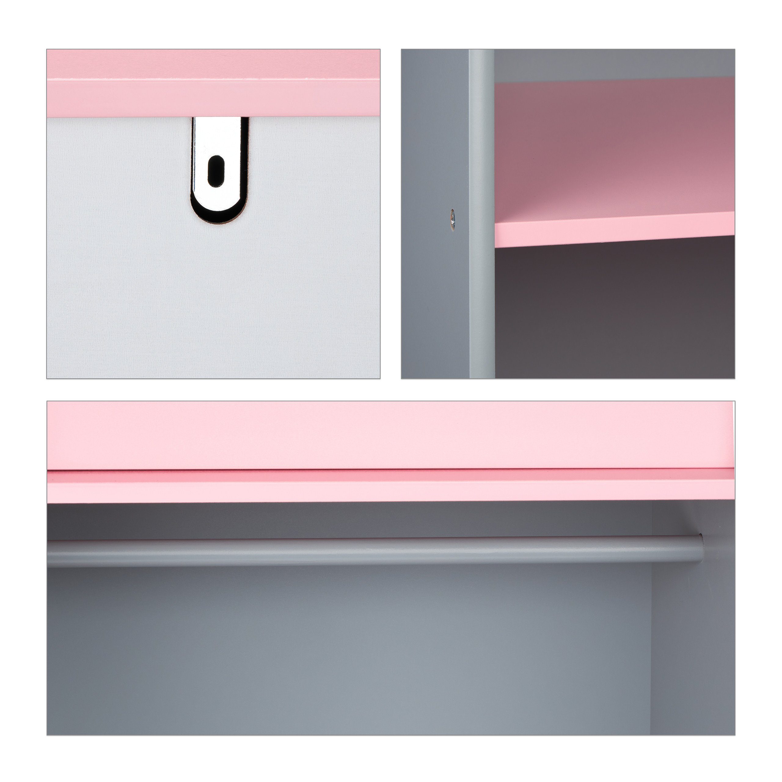 relaxdays Kinderkleiderschrank mit Kindergarderobe Fächern