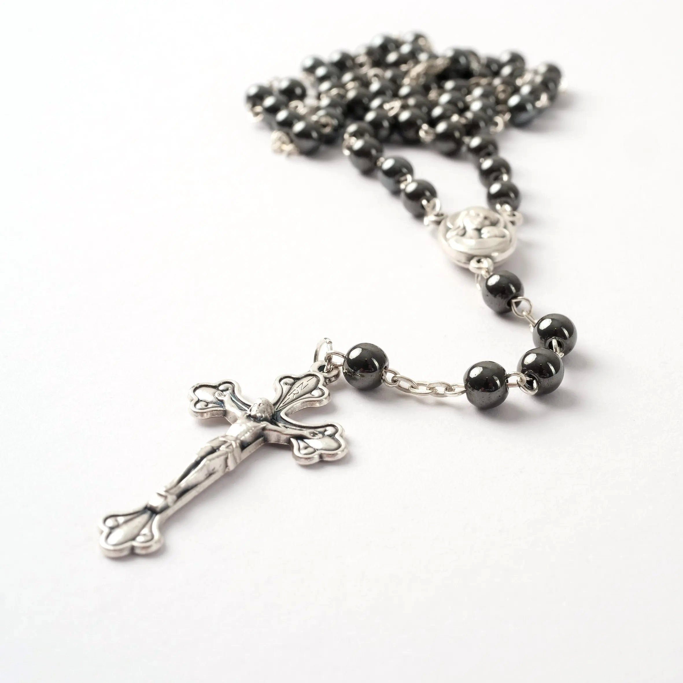 Kassis Kette ohne Anhänger Rosenkranz mit ovalen Hämatitperlen, handgemacht, aus Bethlehem, Gebetskette, Christlicher Ювелирные изделия